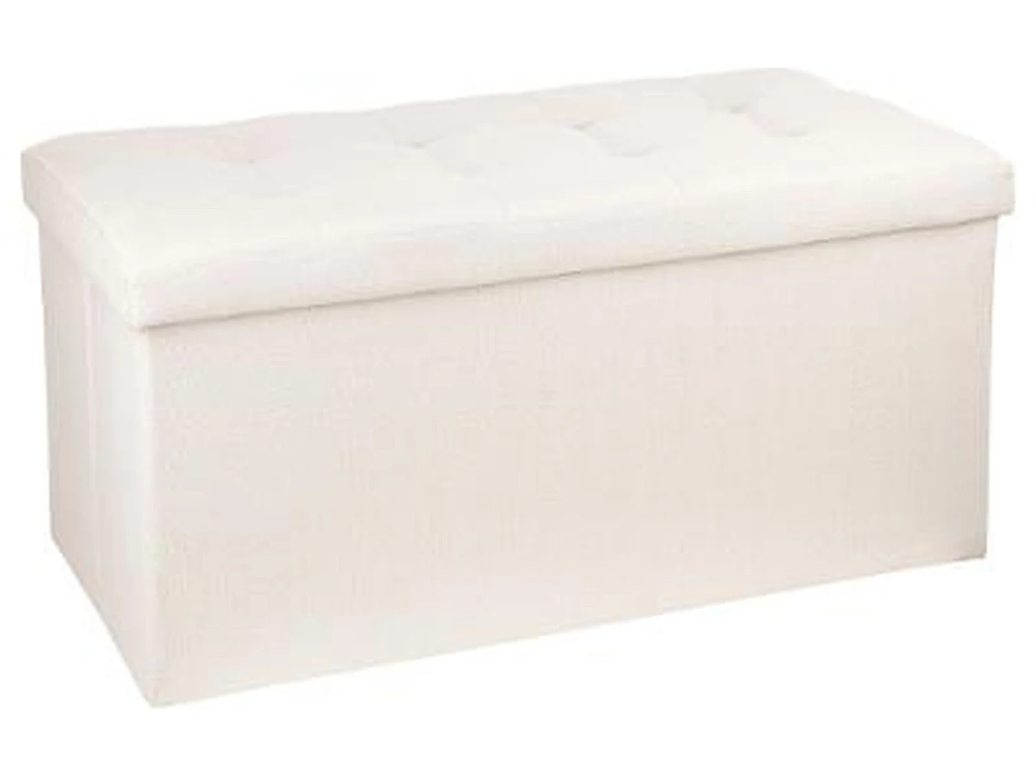 Coffre/pouf pliable en MDF et polyuréthane coloris beige - Dim : L76 x l38 x H38 cm