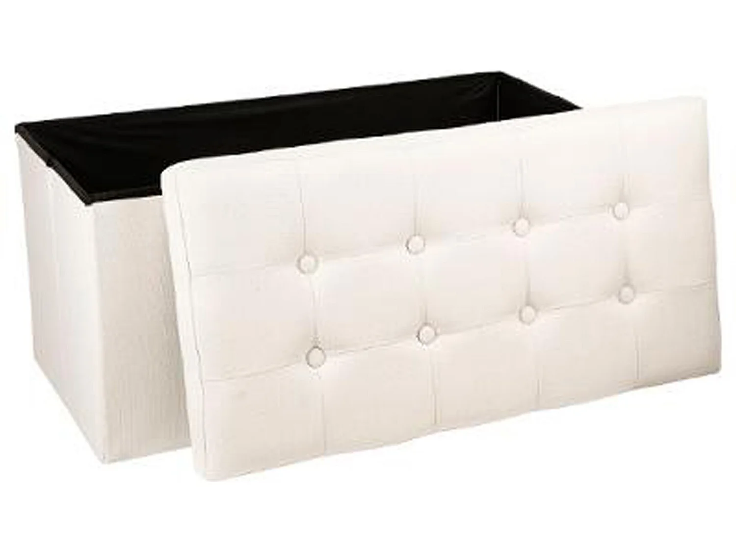 Coffre/pouf pliable en MDF et polyuréthane coloris beige - Dim : L76 x l38 x H38 cm