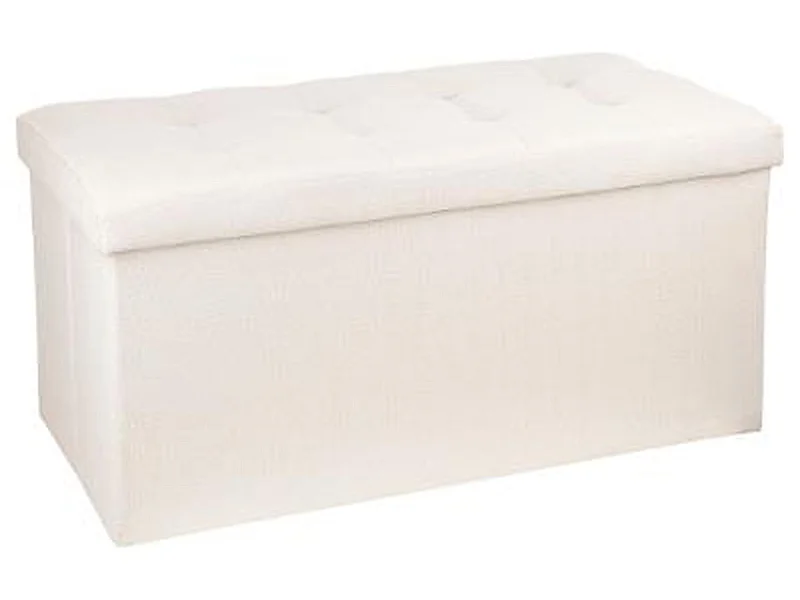 Coffre/pouf pliable en MDF et polyuréthane coloris beige - Dim : L76 x l38 x H38 cm