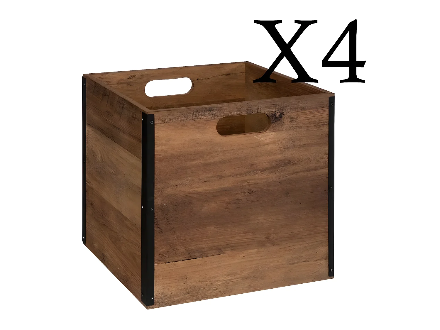 Lot de 4 boites de rangement en MDF - Longueur 31 x Profondeur 31 x Hauteur 31 cm