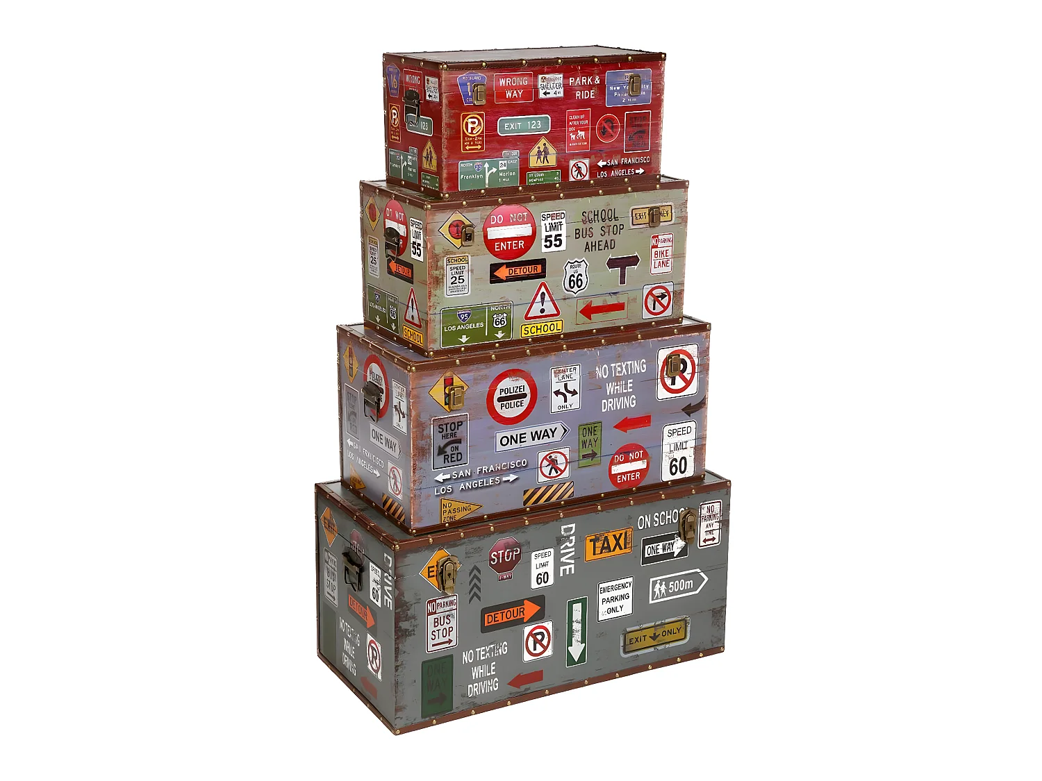 Set de 4 malles de rangement en MDF coloris multicolore