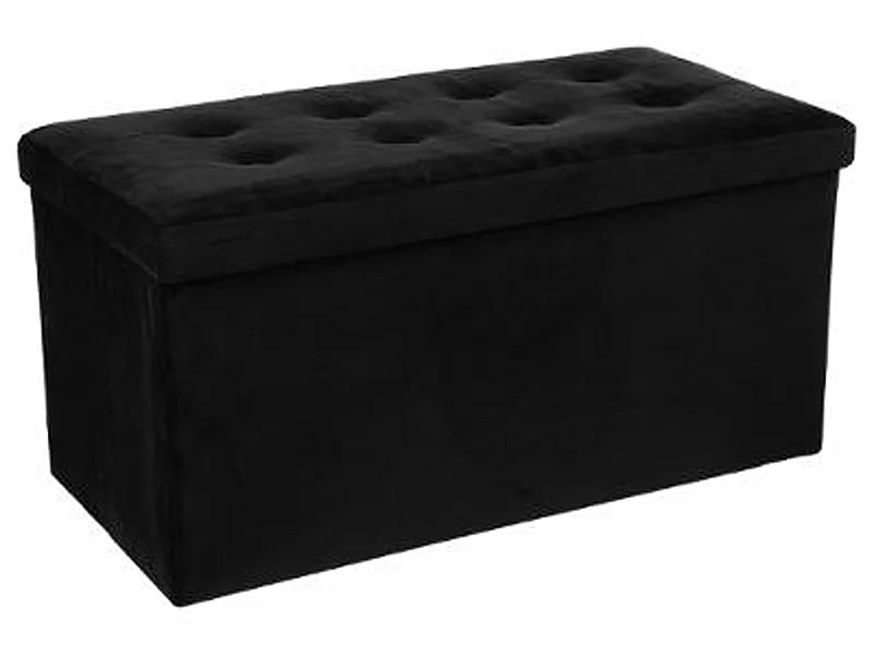 Coffre/pouf pliable en MDF et polyuréthane coloris noir - Dim : L76 x l38 x H38 cm