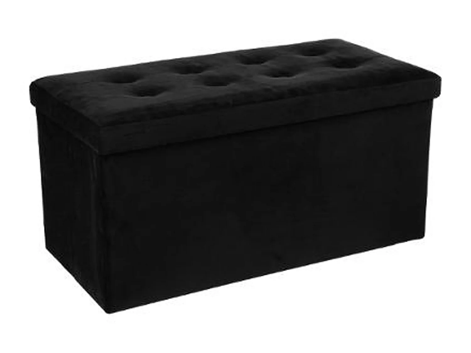 Coffre/pouf pliable en MDF et polyuréthane coloris noir - Dim : L76 x l38 x H38 cm