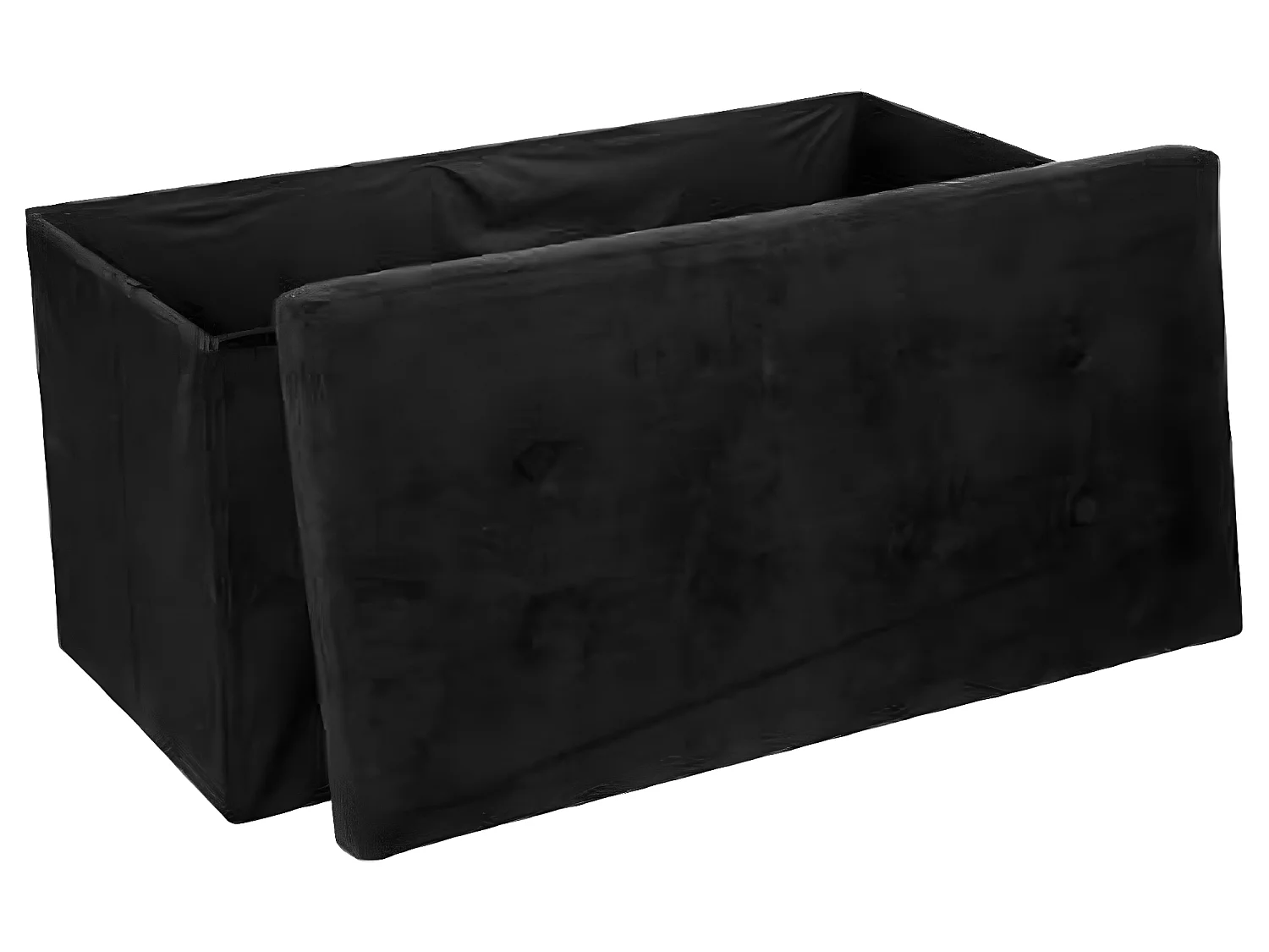 Coffre/pouf pliable en MDF et polyuréthane coloris noir - Dim : L76 x l38 x H38 cm