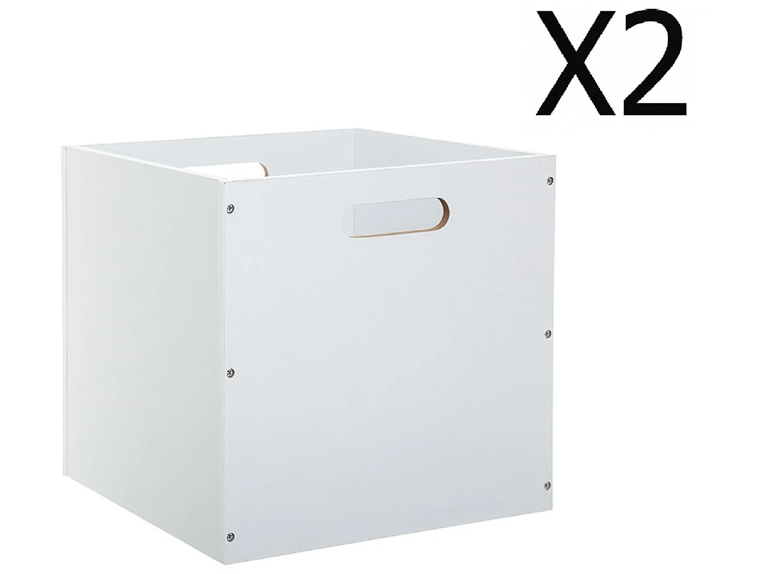 Lot de 2 Boites de rangement en bois Blanc - L. 30.5 x P. 30.5 x H. 30.5 cm