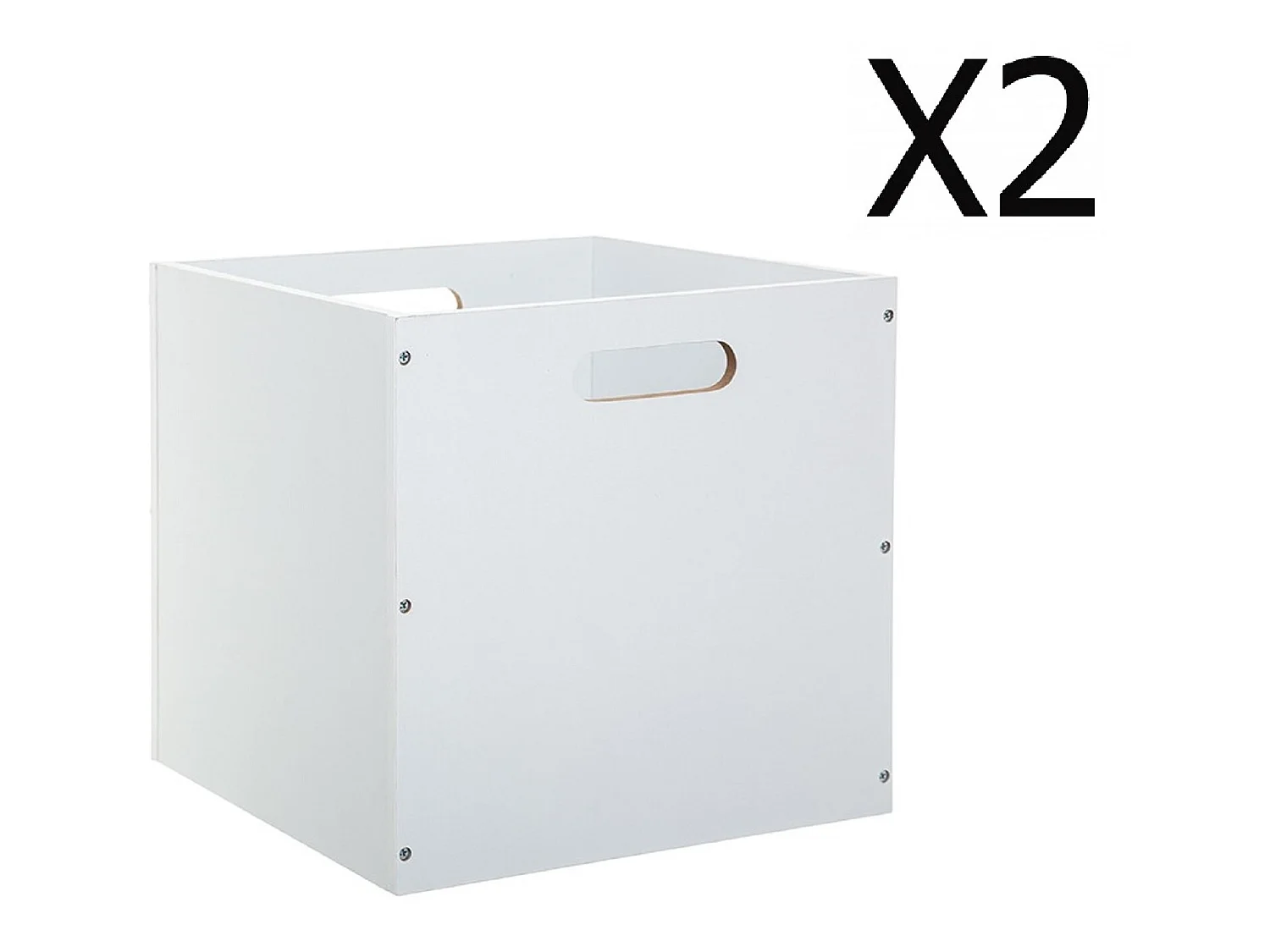 Lot de 2 Boites de rangement en bois Blanc - L. 30.5 x P. 30.5 x H. 30.5 cm