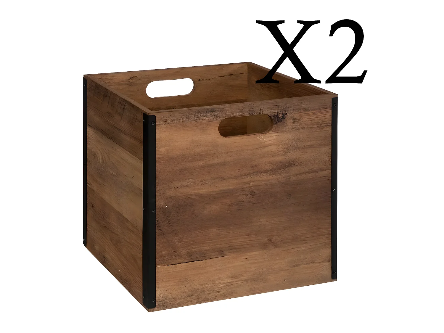Lot de 2 boites de rangement en MDF - Longueur 31 x Profondeur 31 x Hauteur 31 cm