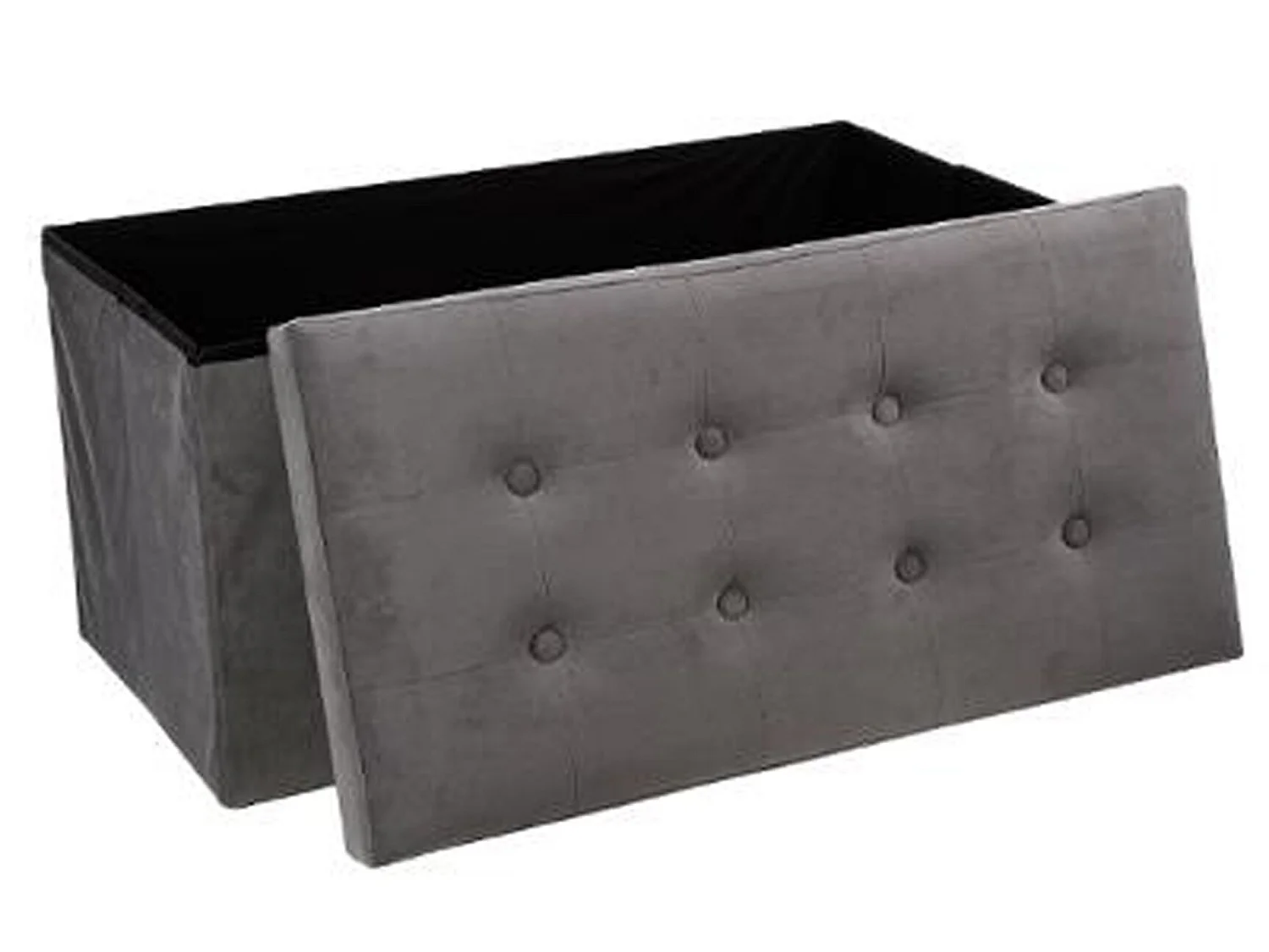 Coffre/pouf pliable en MDF et polyuréthane couleur grise - Dim : L76 x l38 x H38 cm