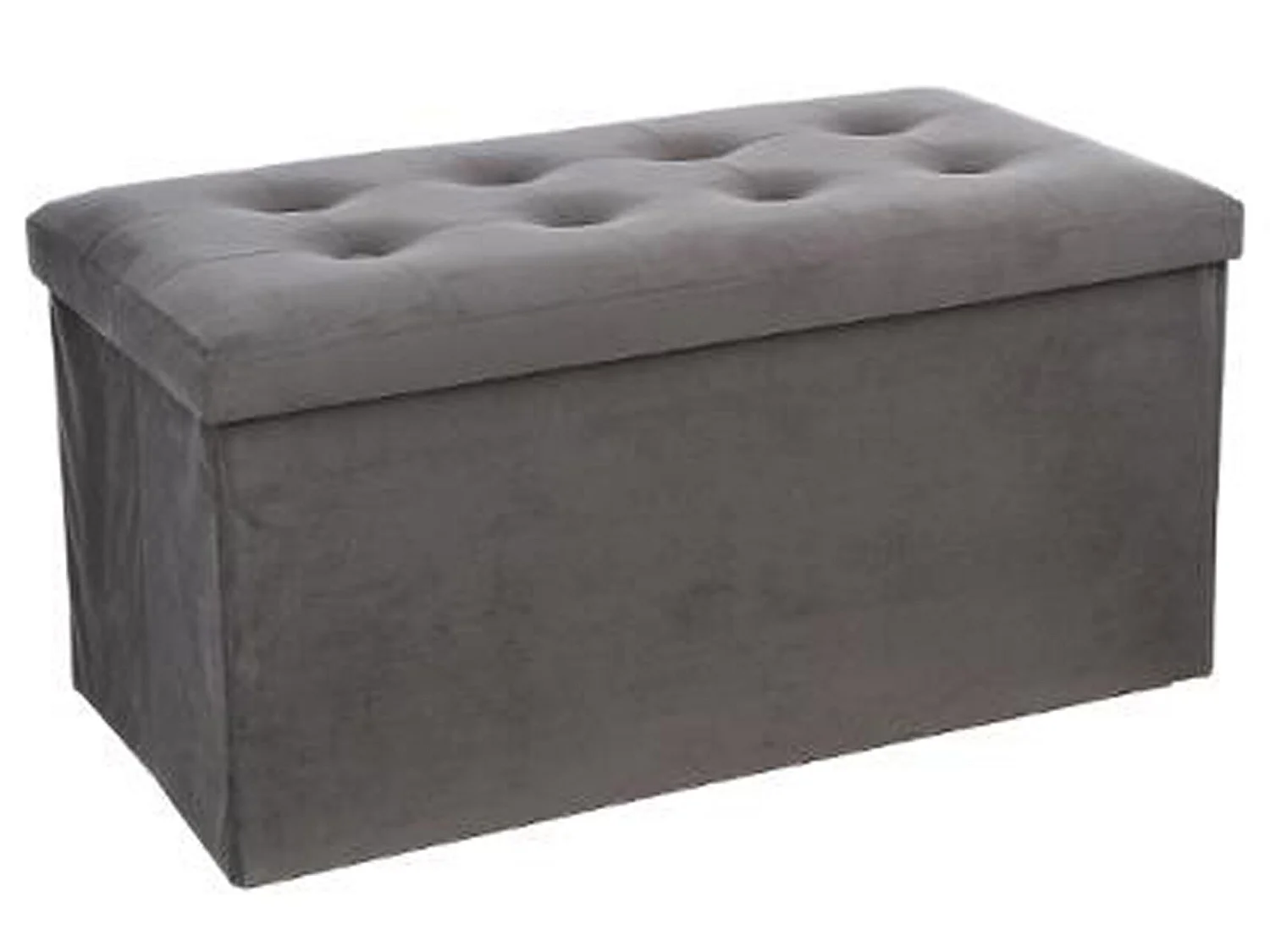 Coffre/pouf pliable en MDF et polyuréthane couleur grise - Dim : L76 x l38 x H38 cm