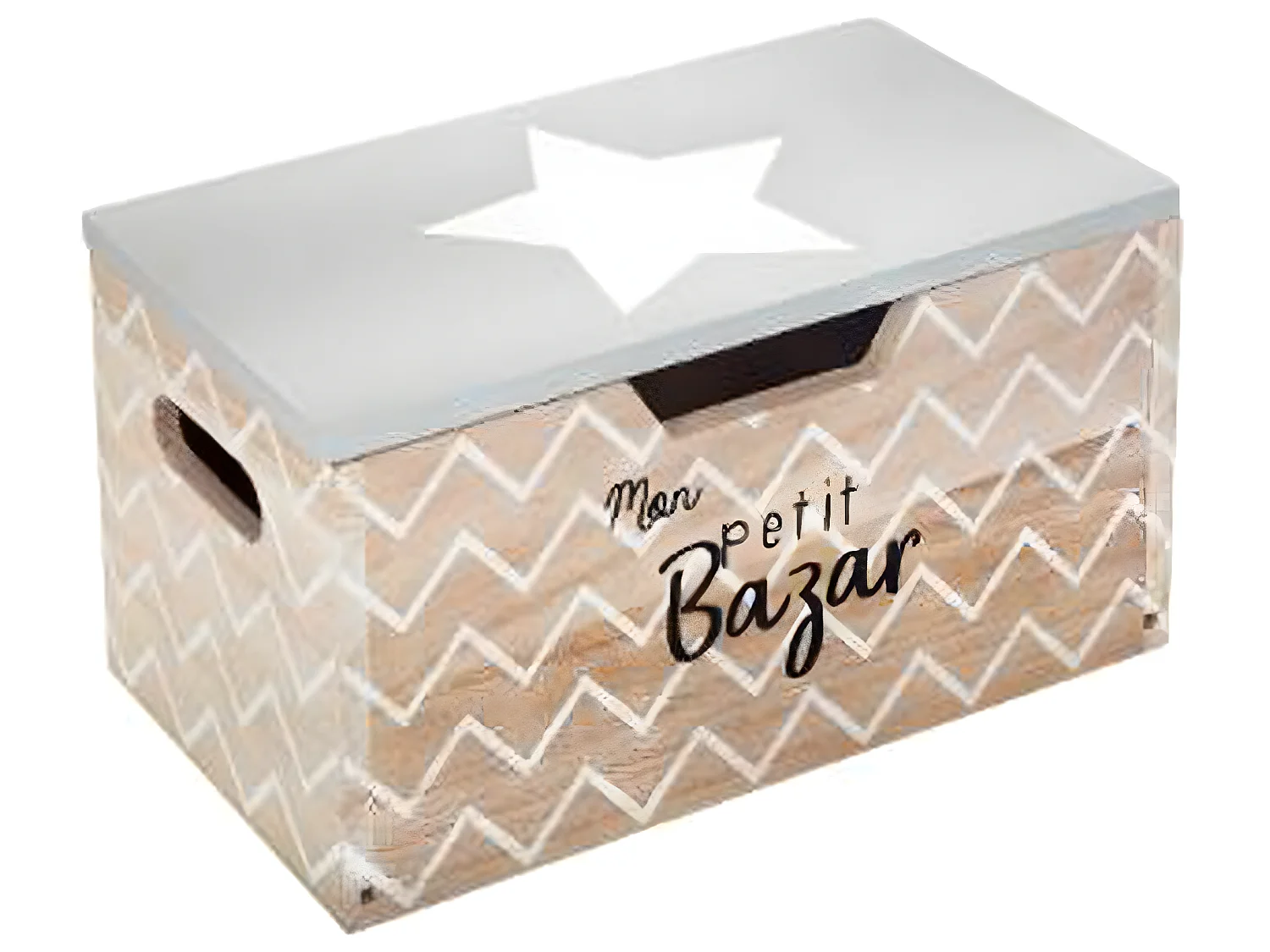 Lot de 3 boites de rangement en pin coloris naturel avec motifs