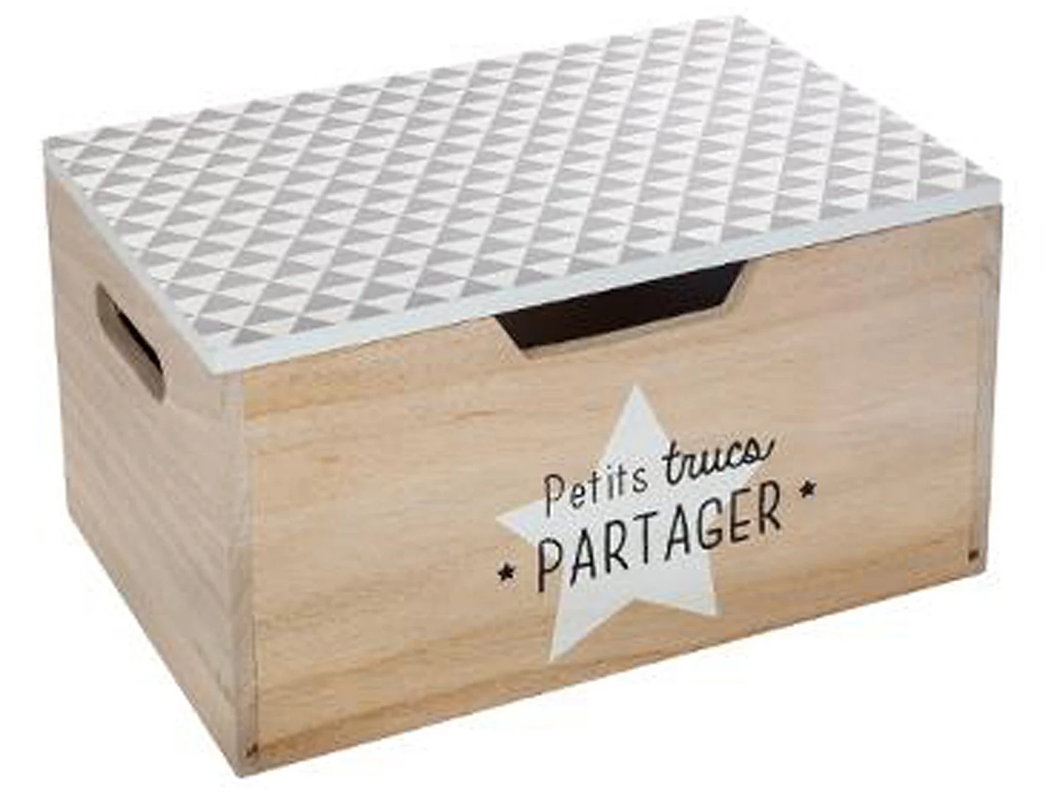 Lot de 3 boites de rangement en pin coloris naturel avec motifs