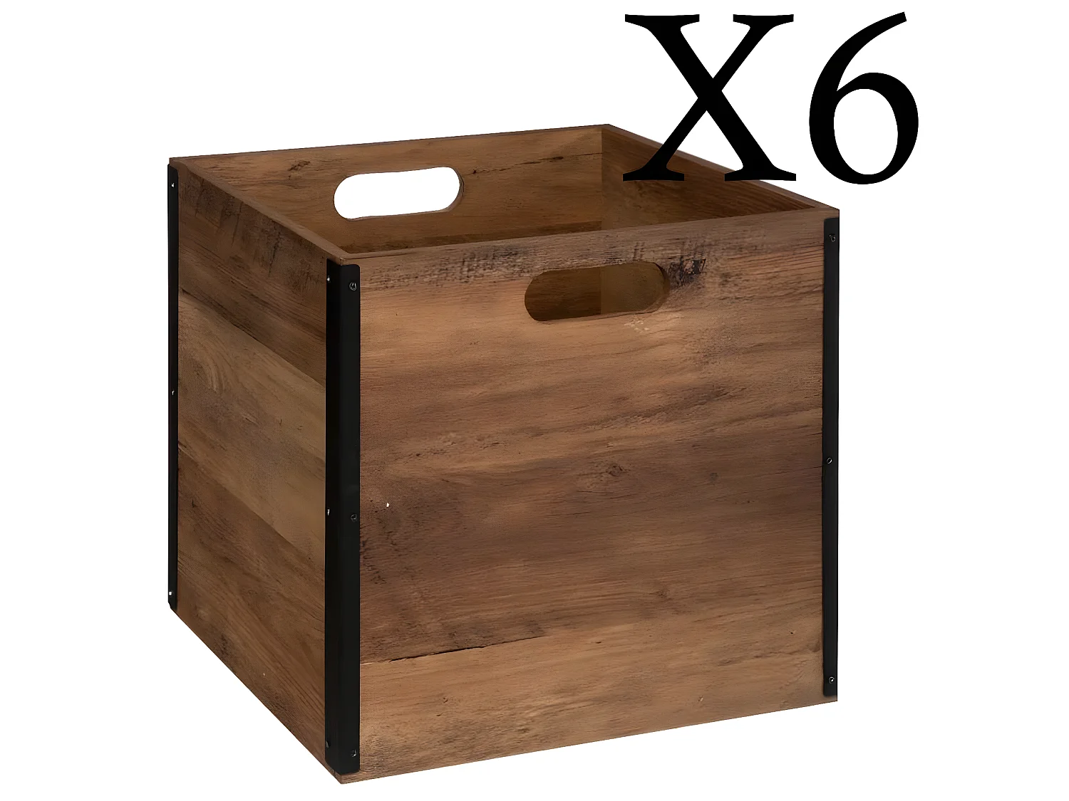 Lot de 6 boites de rangement en MDF - Longueur 31 x Profondeur 31 x Hauteur 31 cm