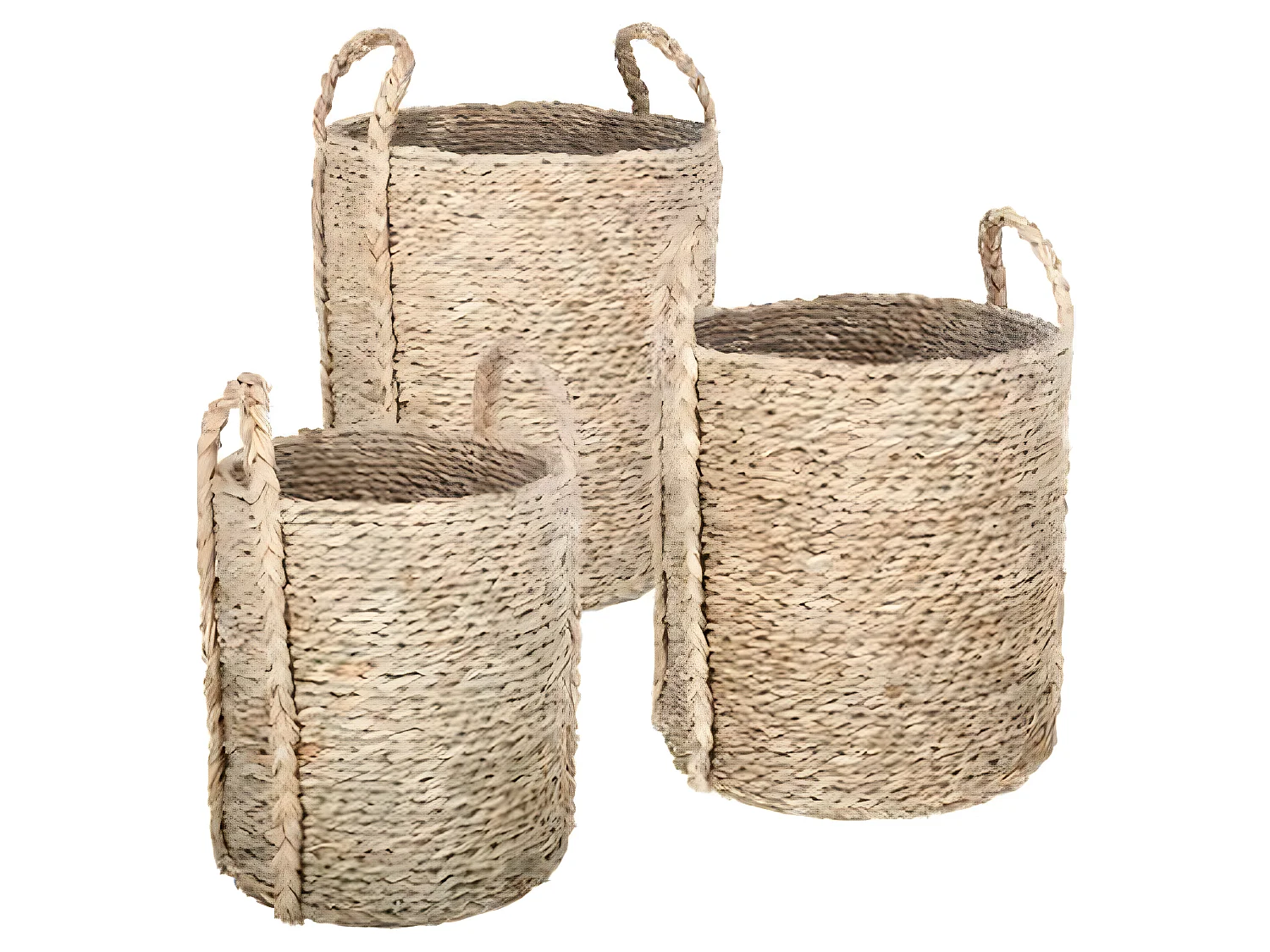 Lot de 3 paniers de rangement en osier coloris naturel