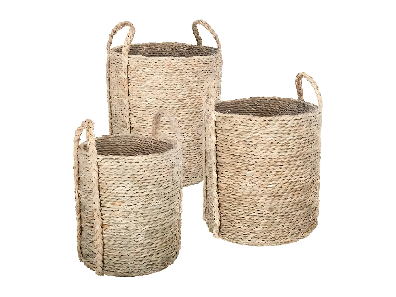 Lot de 3 paniers de rangement en osier coloris naturel