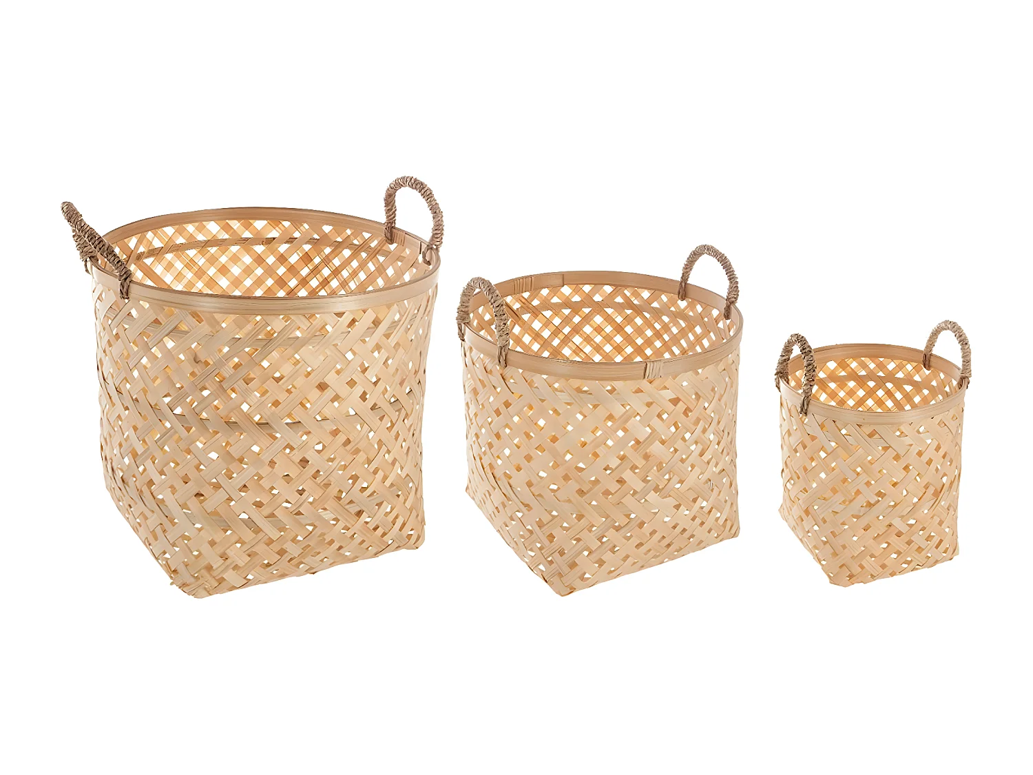 Set de 3 Paniers Ronds en bambou naturel