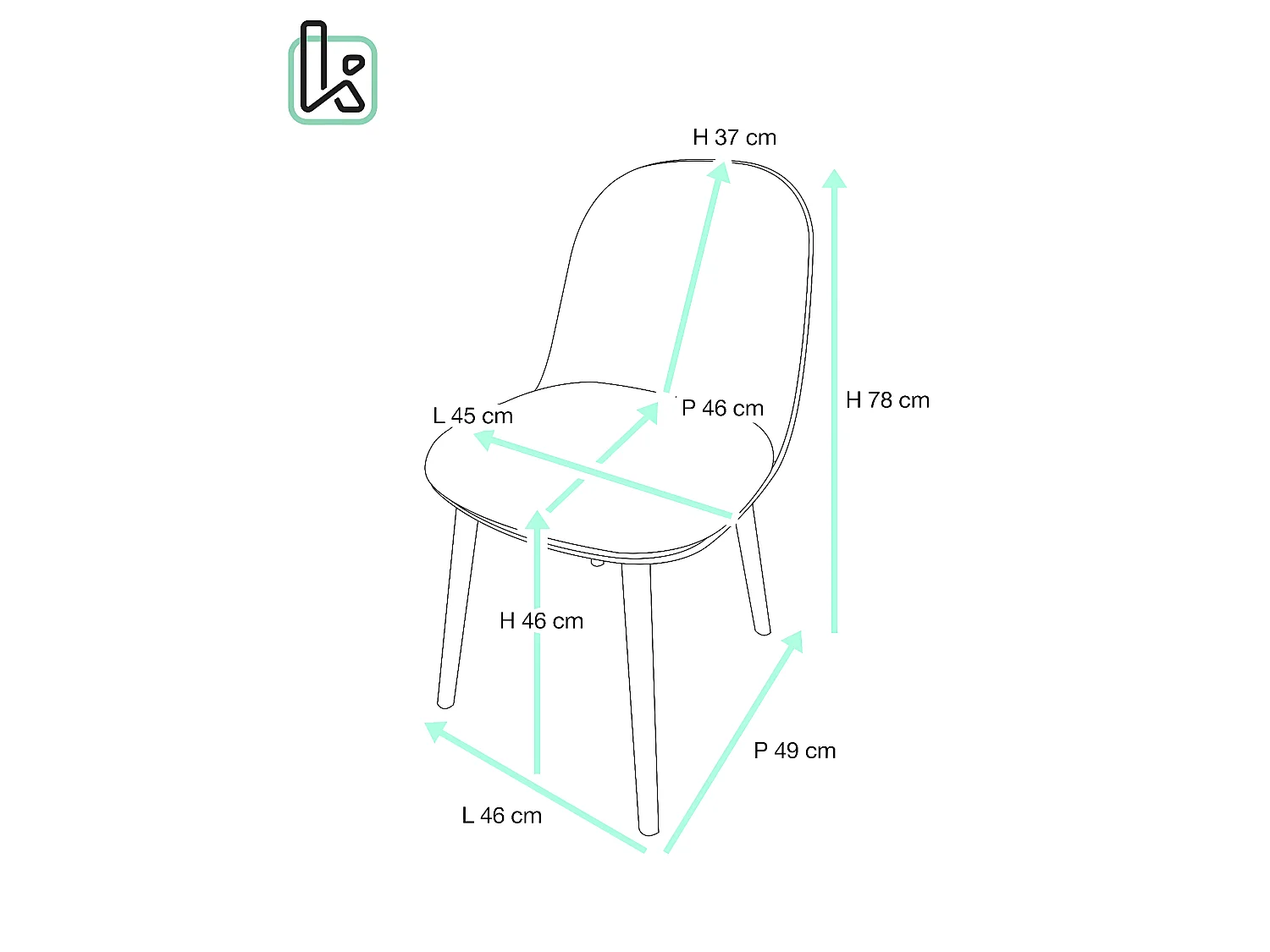 Lote de 2 sillas de cocina escandinavas, patas de madera de haya clara, cojín de cuero sintético acolchado UFI (negro-marrón)