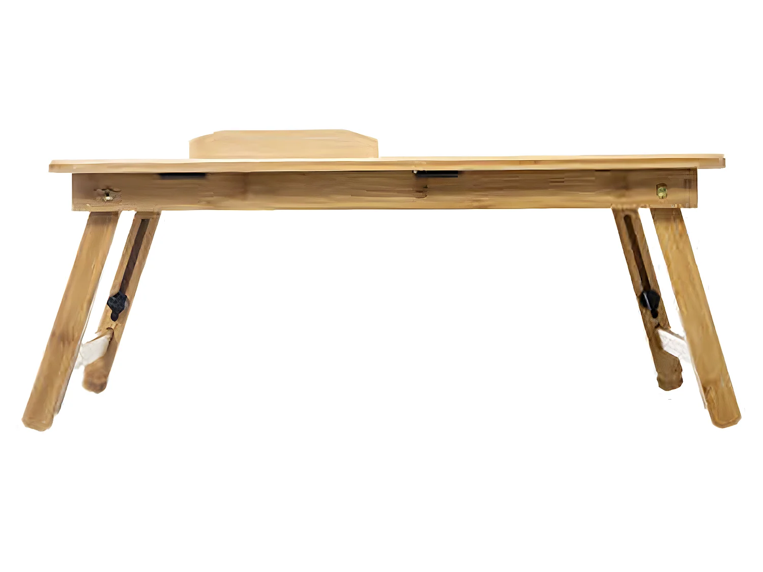 Plateau repas rectangle en bambou coloris naturel avec pieds en métal noir.