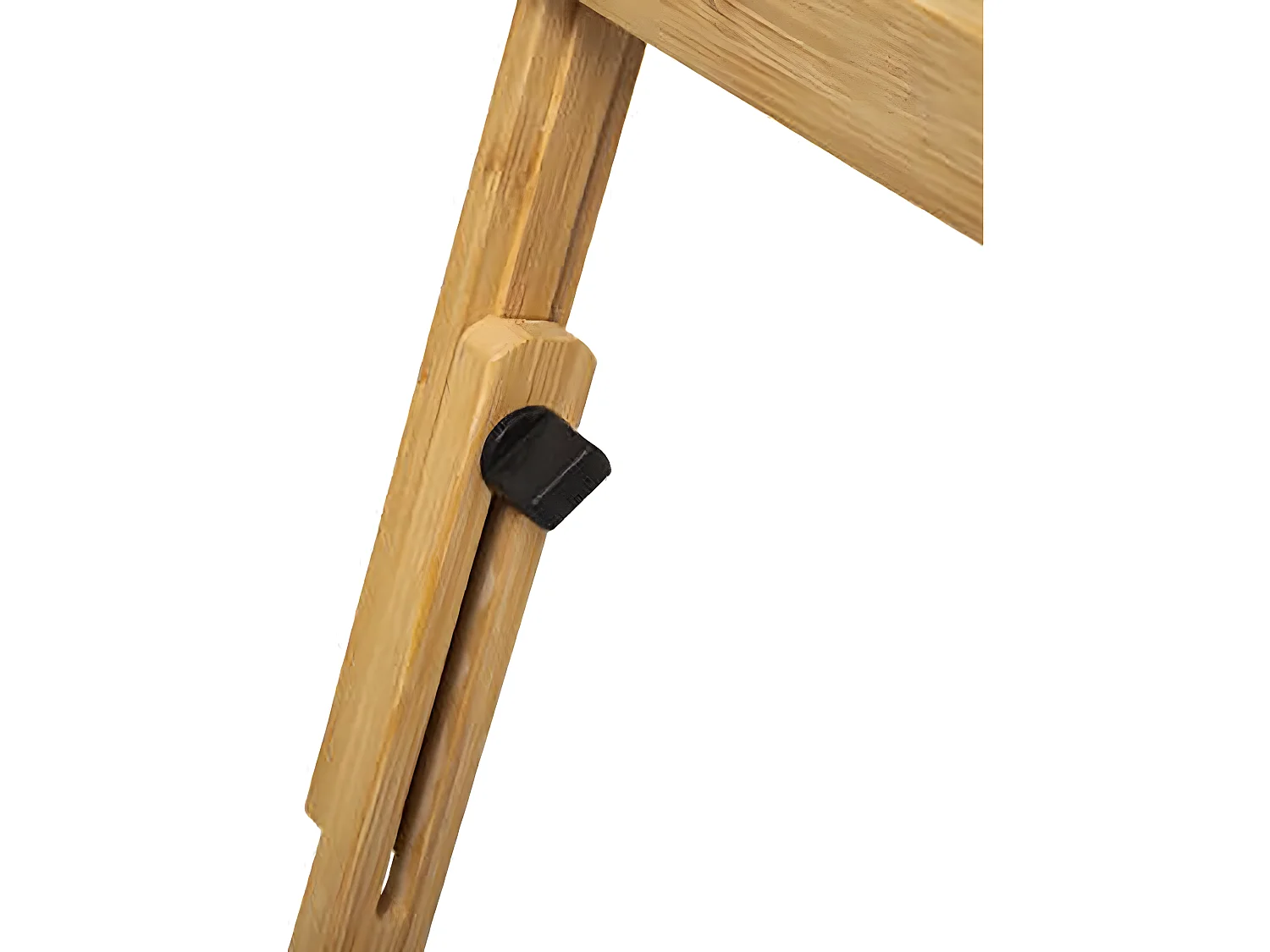 Plateau repas rectangle en bambou coloris naturel avec pieds en métal noir.