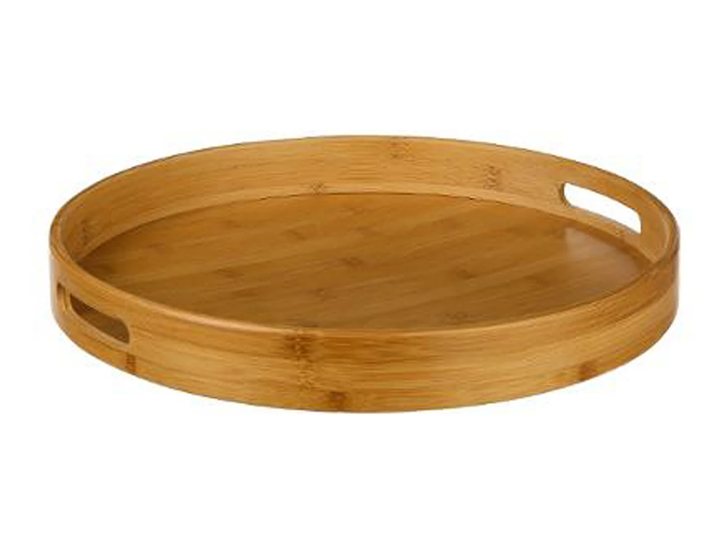 Plateau de présentation rond en bambou, coloris naturel - Dim : H.5 x D.40 cm