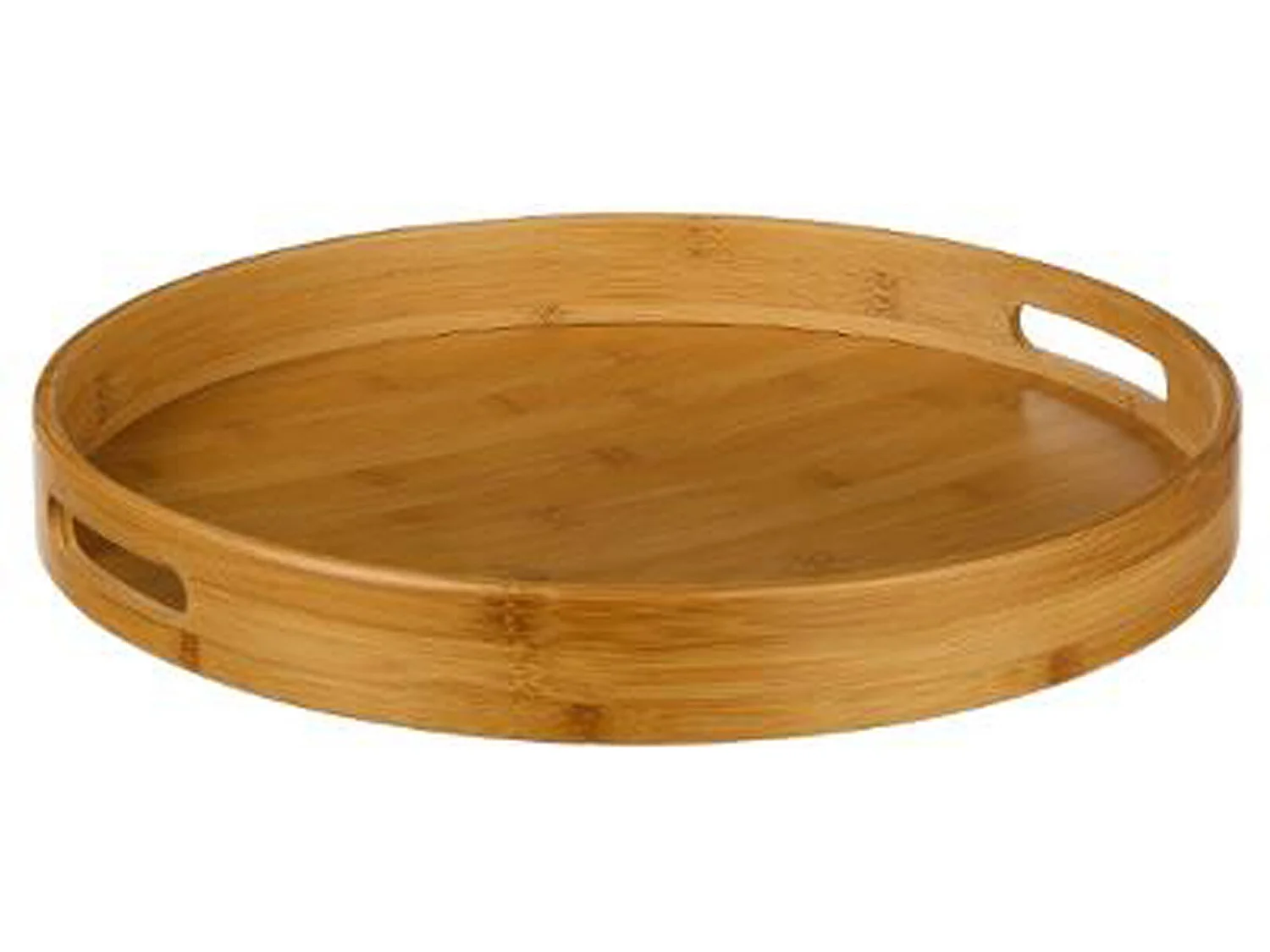 Plateau de présentation rond en bambou, coloris naturel - Dim : H.5 x D.40 cm