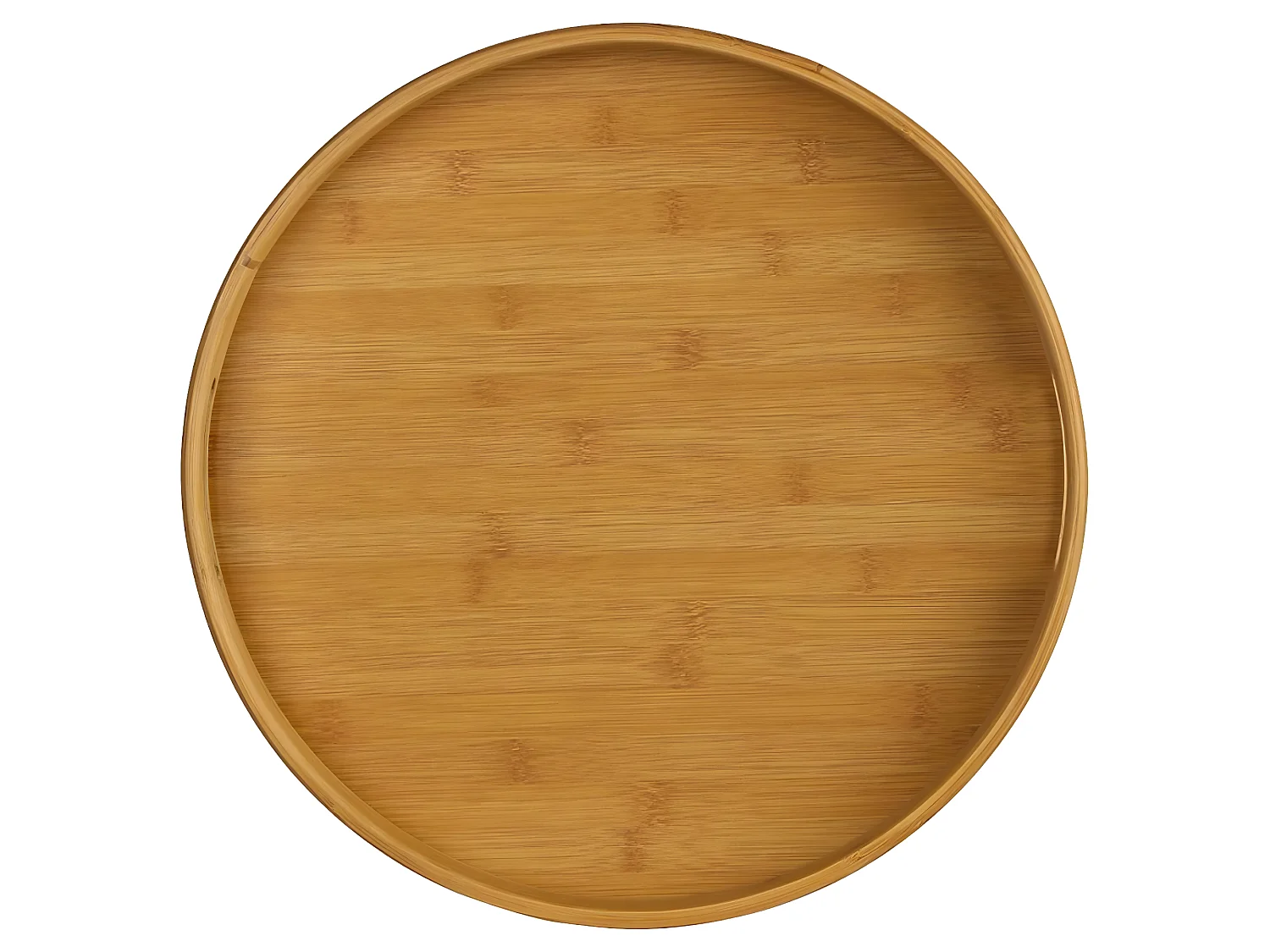 Plateau de présentation rond en bambou, coloris naturel - Dim : H.5 x D.40 cm