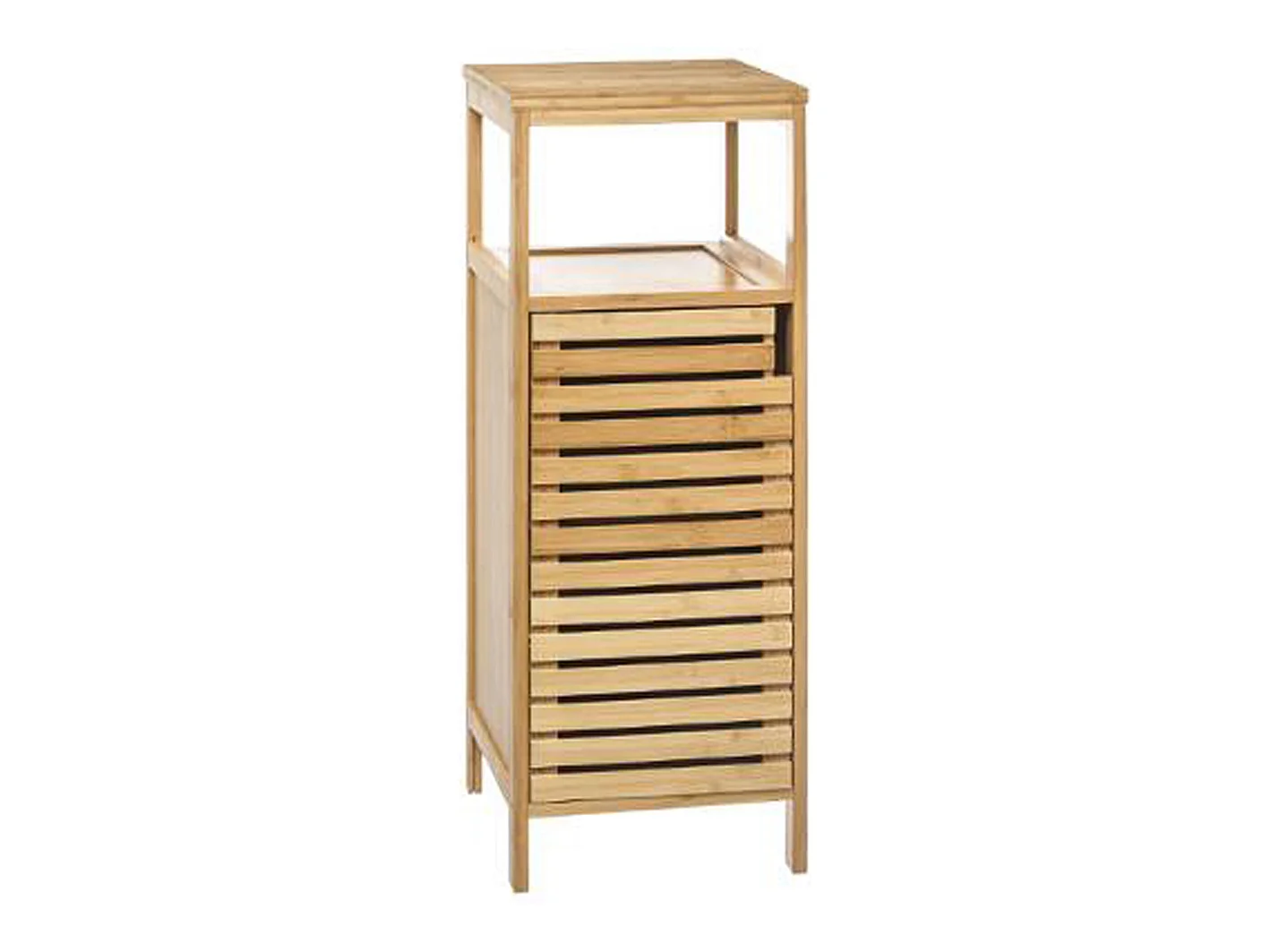 Meuble bas avec 1 porte en bambou naturel - Dim : L.30 x P.30 x H.78.5cm