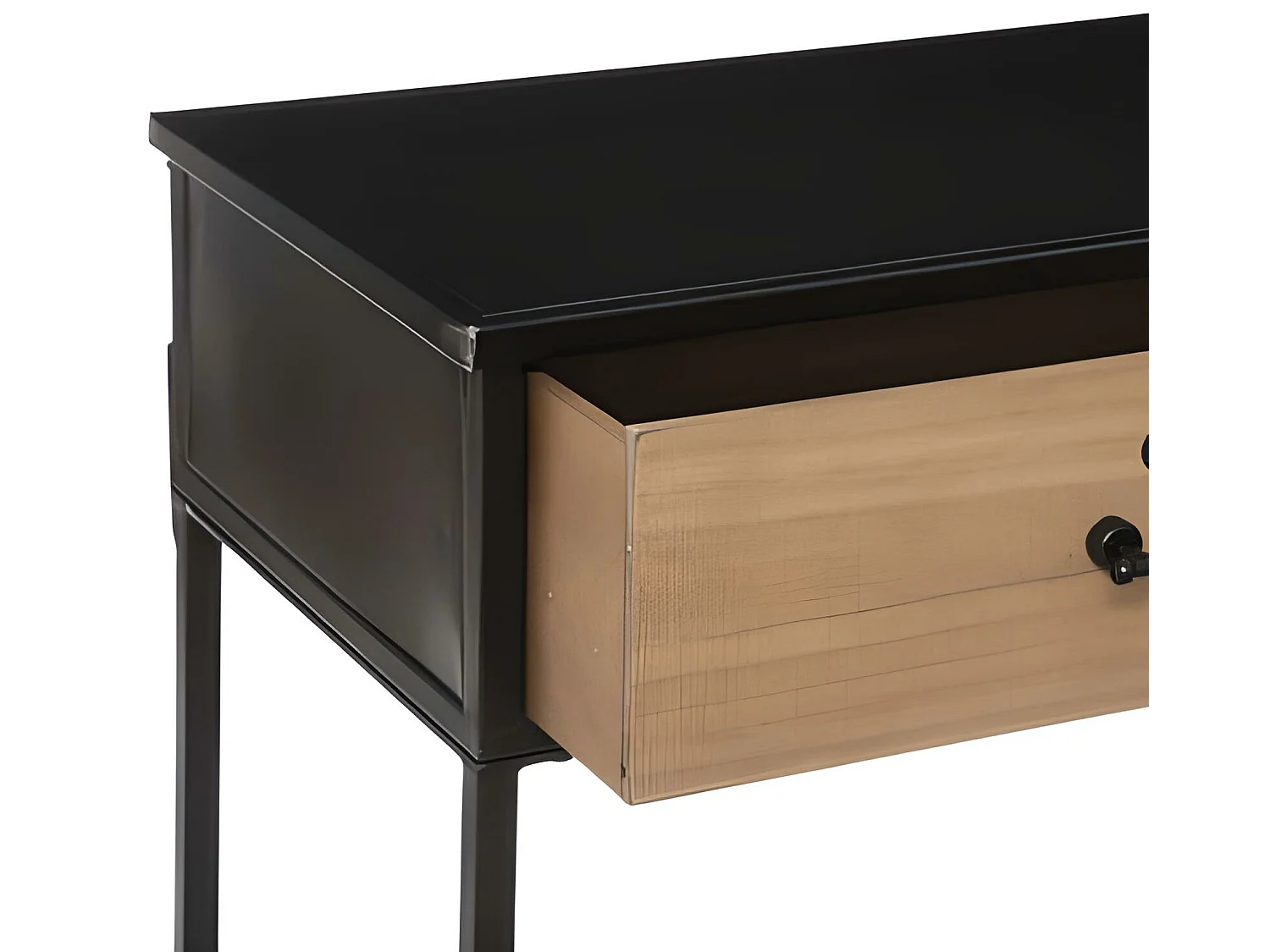 Console en bois et métal coloris naturel /noir - longueur 112 x profondeur 38 x hauteur 84,5 cm