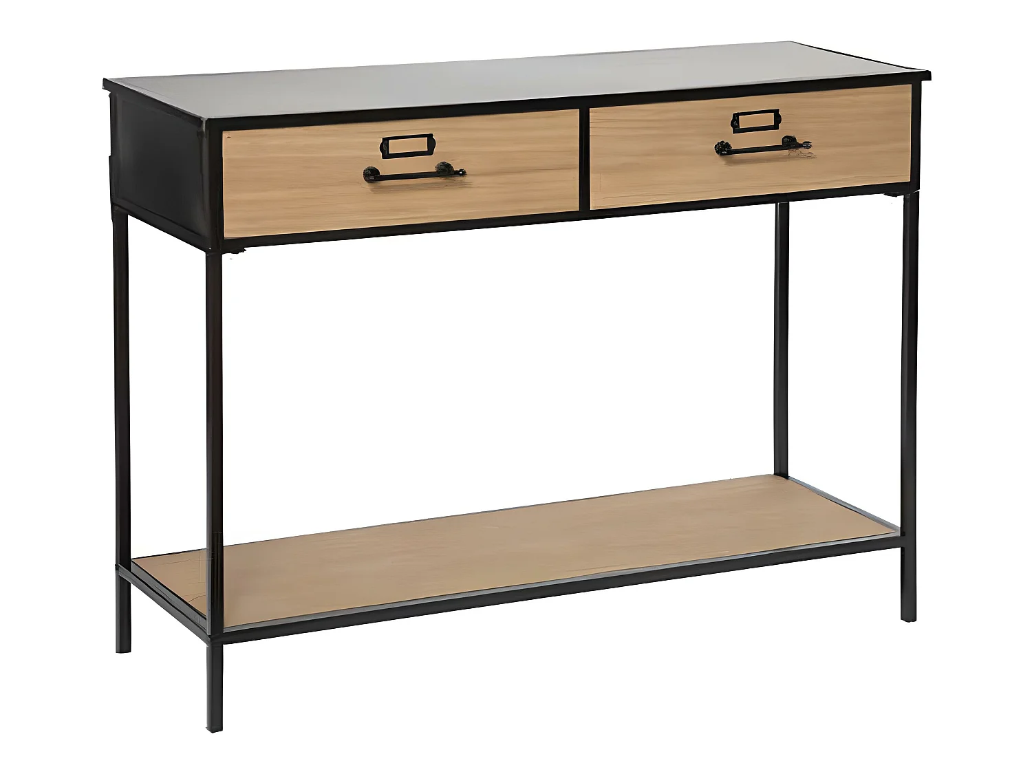Console en bois et métal coloris naturel /noir - longueur 112 x profondeur 38 x hauteur 84,5 cm