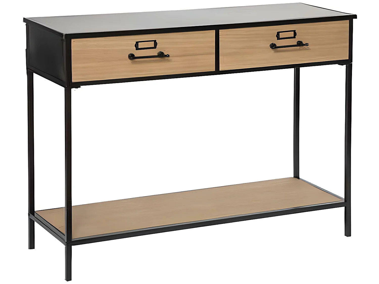 Console en bois et métal coloris naturel /noir - longueur 112 x profondeur 38 x hauteur 84,5 cm