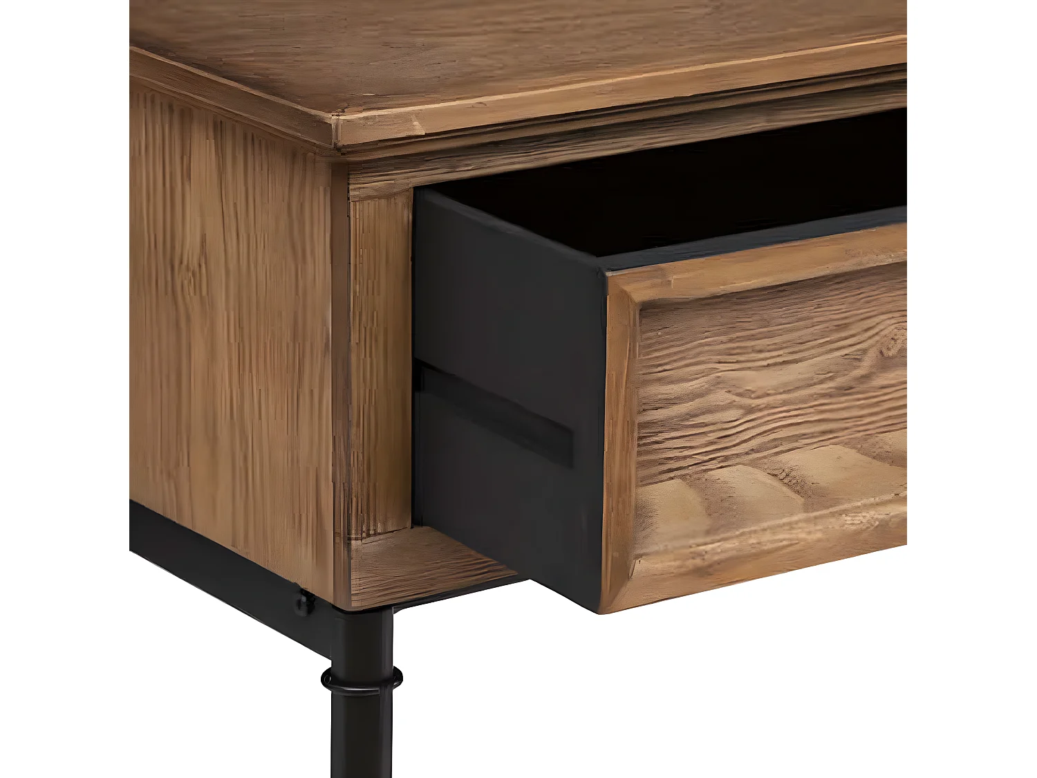 Console avec 2 tiroirs en bois / fer coloris marron - Longueur 110 x Profondeur 40 x Hauteur 85 cm