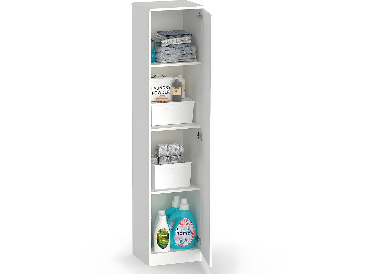 Armoire / meuble de rangement coloris blanc - Hauteur 180 x Longueur 40 x Profondeur 35 cm