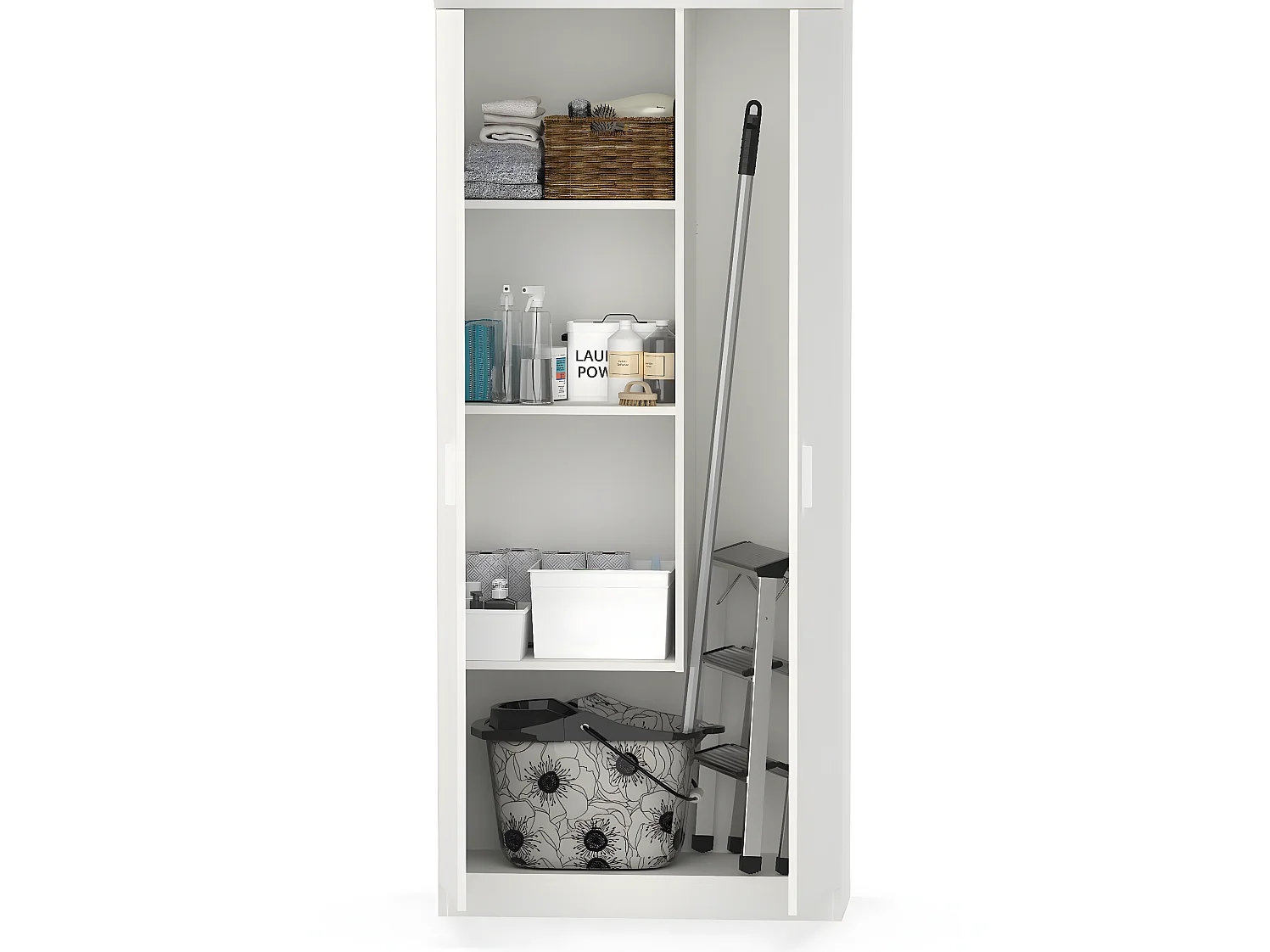 Armoire / meuble de rangement coloris blanc - Hauteur 180 x Longueur 80 x Profondeur 35 cm