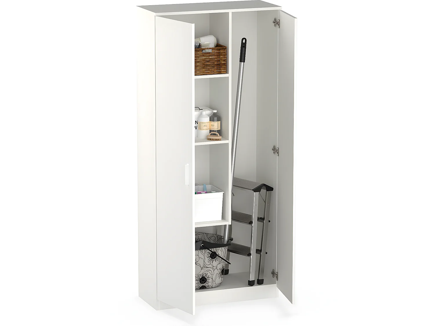 Armoire / meuble de rangement coloris blanc - Hauteur 180 x Longueur 80 x Profondeur 35 cm