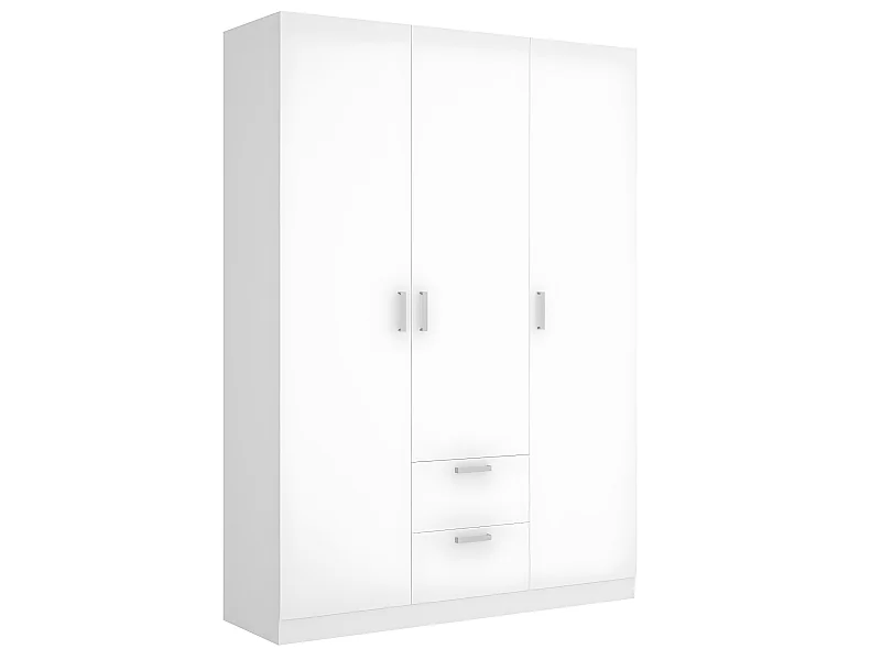 Armoire placard meuble de rangement coloris blanc - Longueur 150 x Profondeur 52 x Hauteur 215 cm