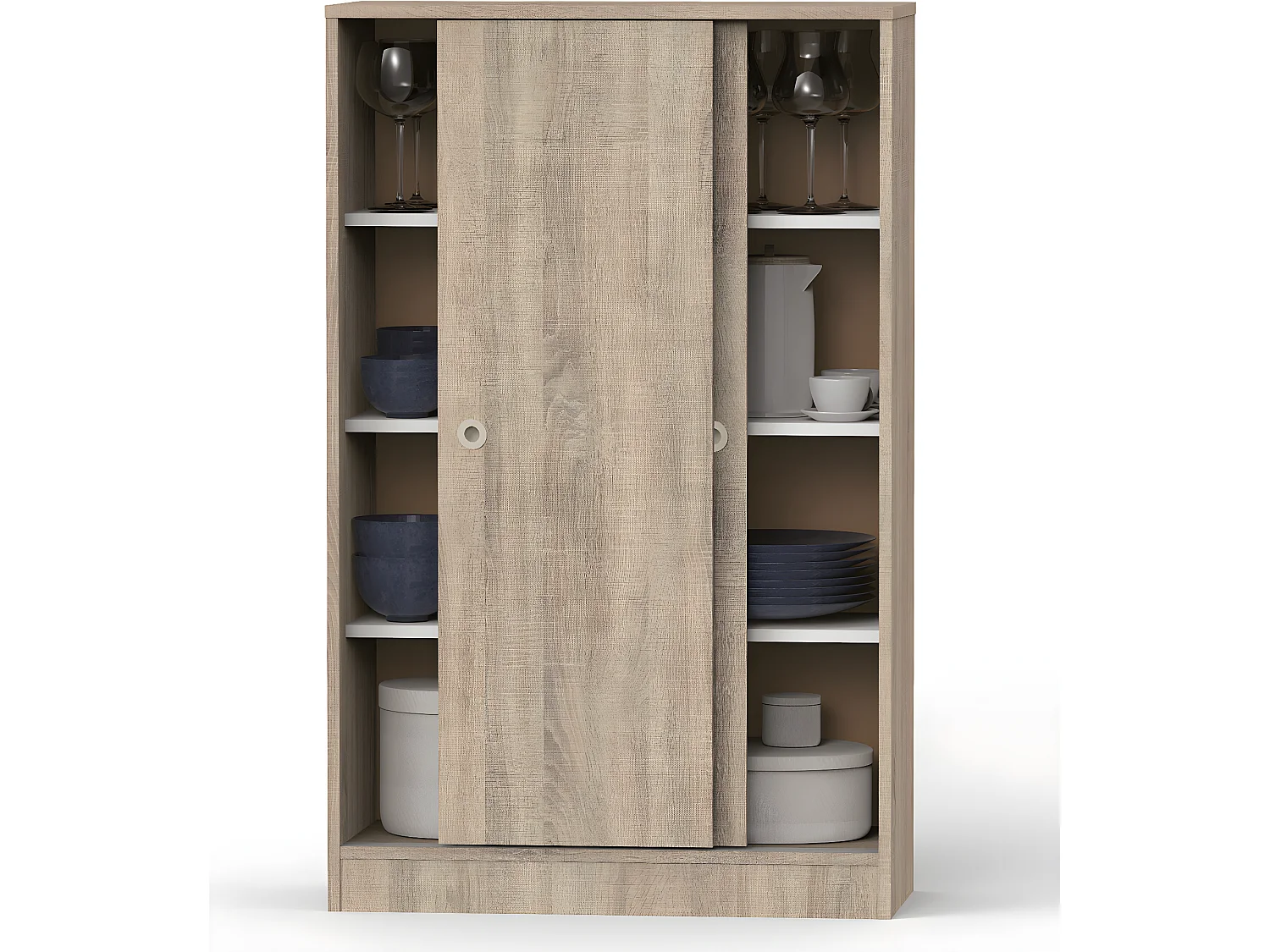 Armoire avec 2 portes coulissantes coloris Cambrian - Hauteur 120 x Longueur 74 x Profondeur 33 cm