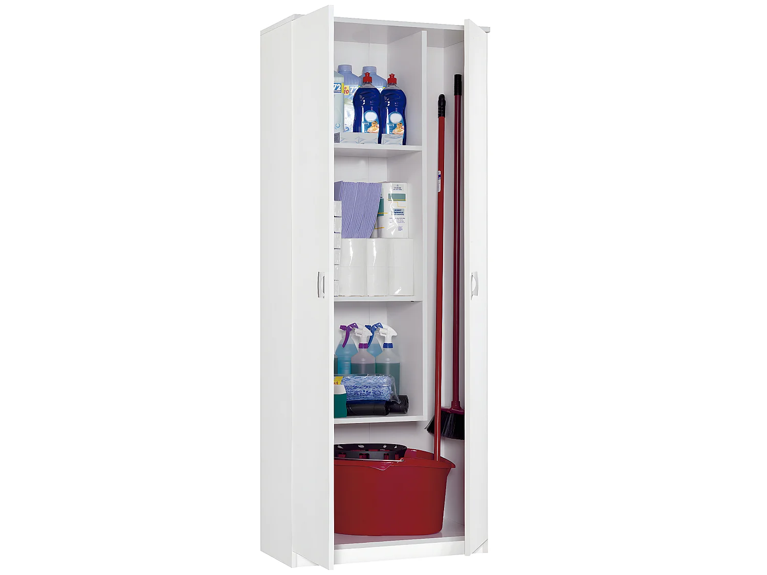 Armoire / meuble de rangement, coloris blanc - Hauteur 180 x Longueur 80 x Profondeur 35 cm