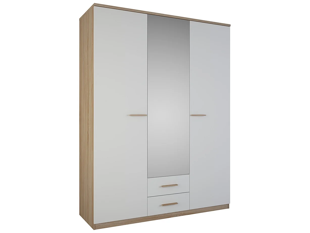 Armoire 3 portes coloris chene - Dim : 161,1 x 210,9 x 55 cm