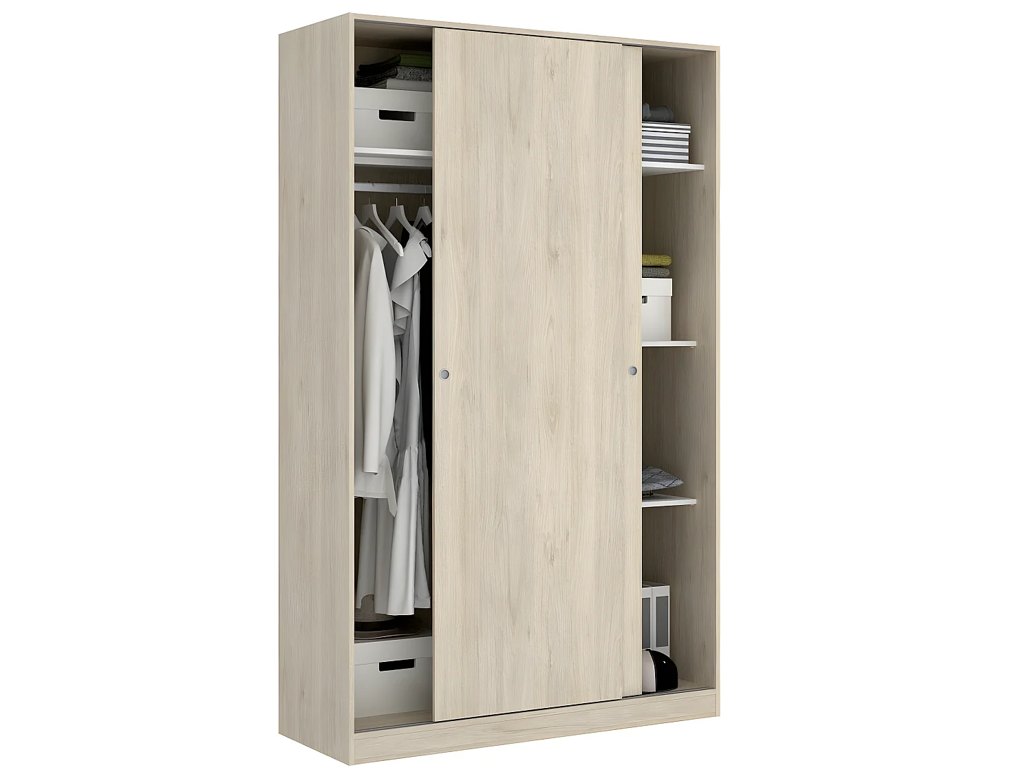 Armoire à portes coulissantes coloris naturel - Longueur 120 x Profondeur 50 x Hauteur 204 cm