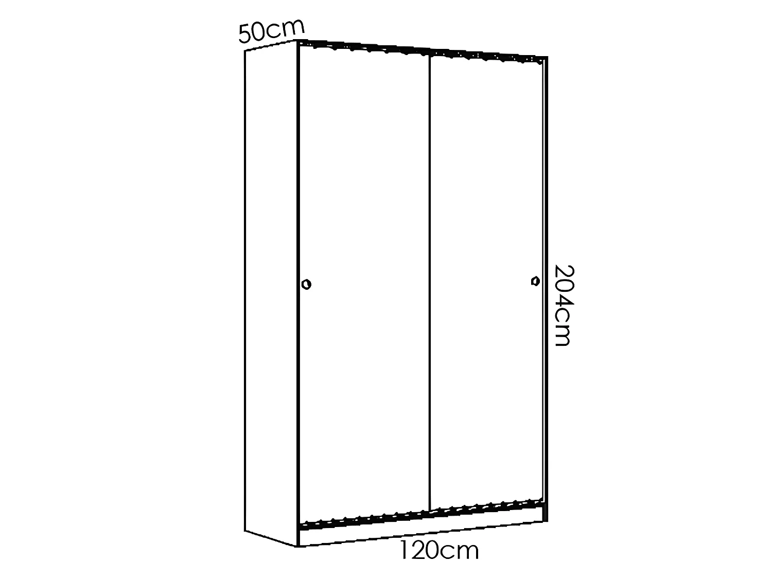 Armoire à portes coulissantes coloris naturel - Longueur 120 x Profondeur 50 x Hauteur 204 cm