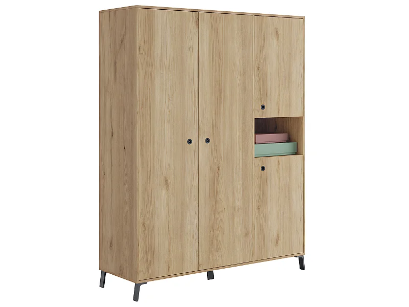 Armoire placard / meuble de rangement coloris chêne doré - Hauteur 200 x Longueur 150 x Profondeur 55 cm