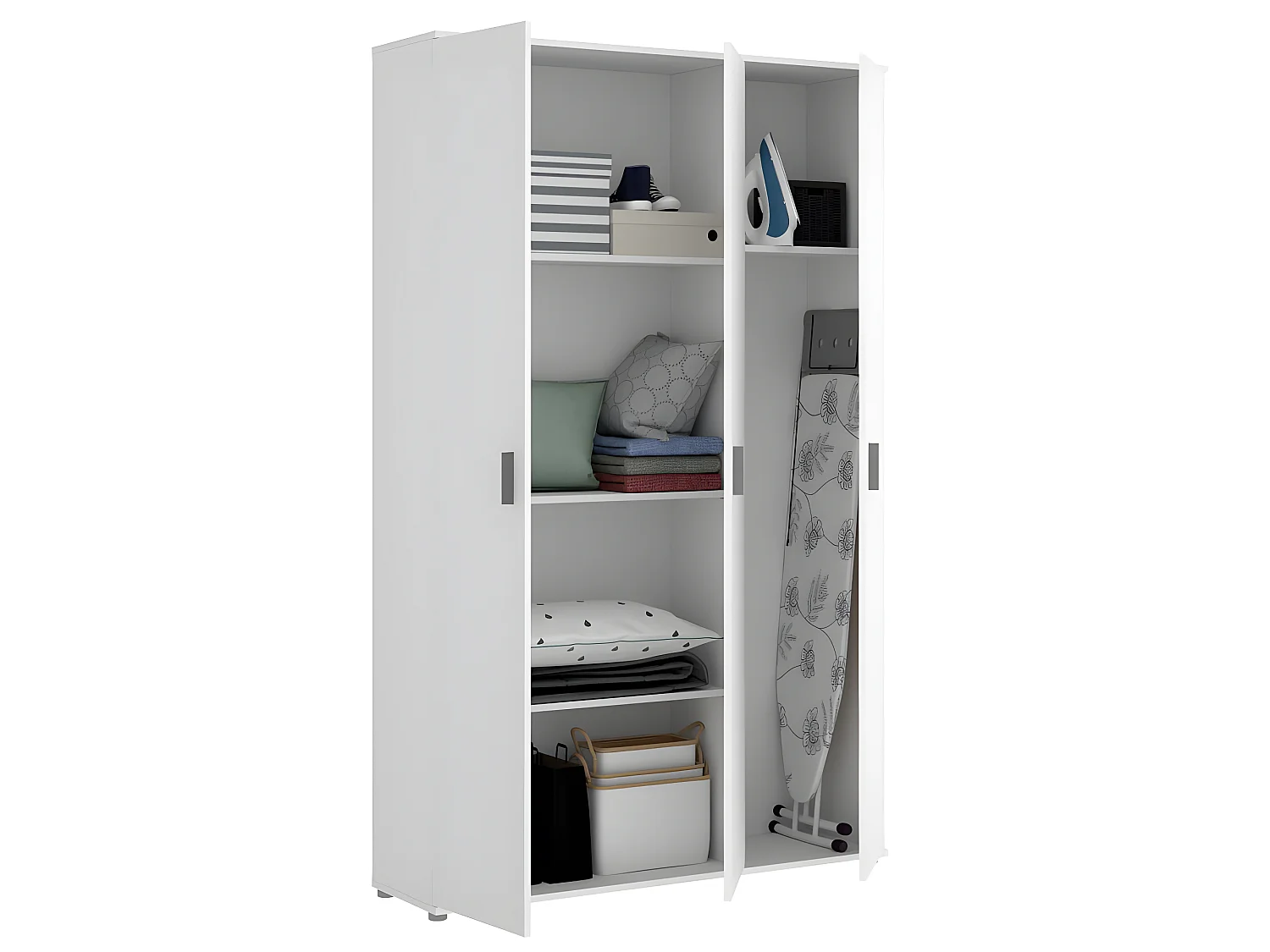 Armoire de rangement 3 portes coloris blanc - Longueur 116 x Profondeur 35 x Hauteur 190 cm