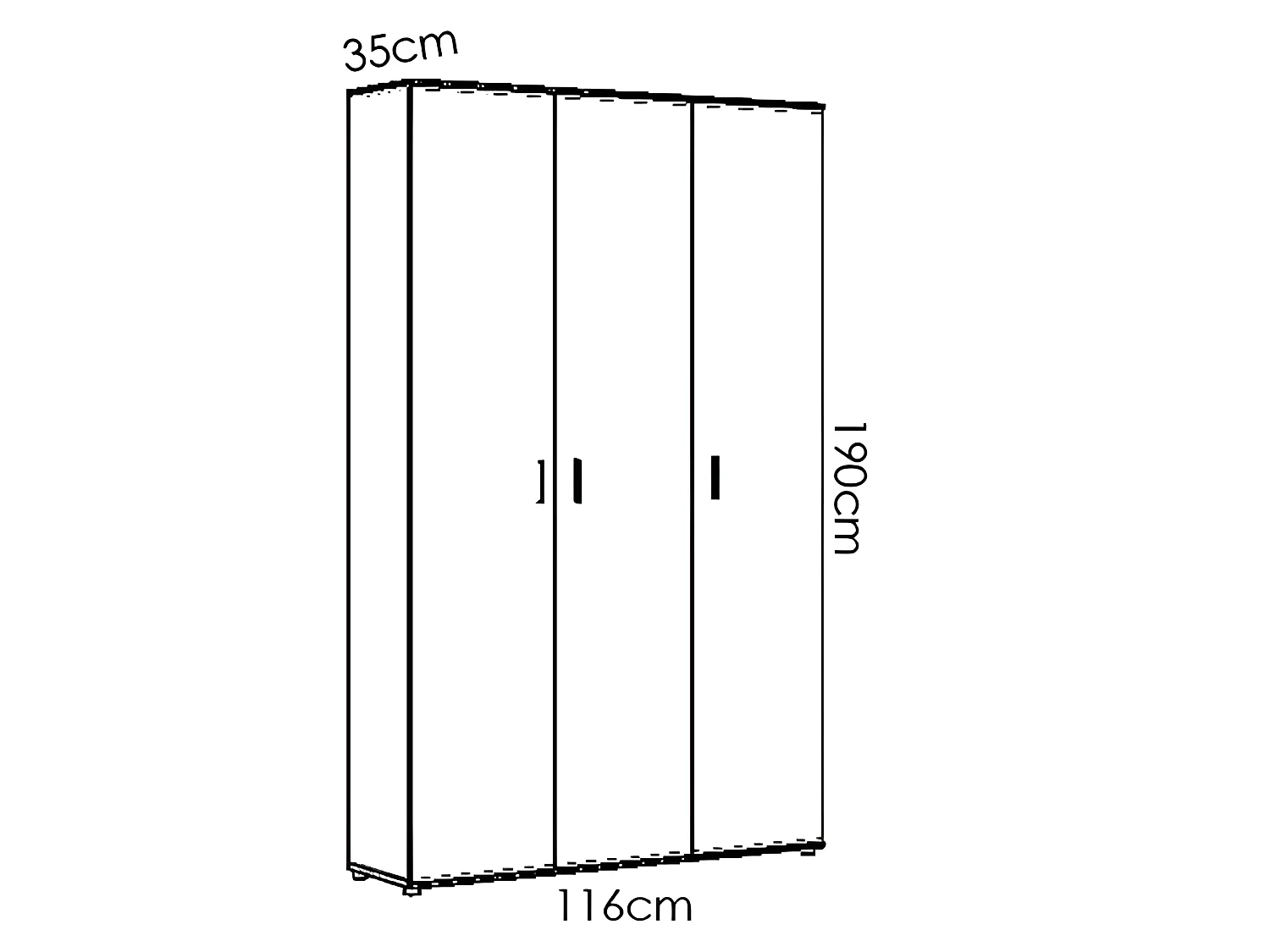 Armoire de rangement 3 portes coloris blanc - Longueur 116 x Profondeur 35 x Hauteur 190 cm
