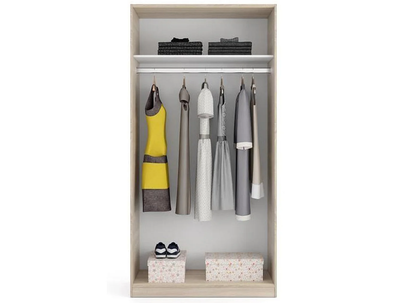 Armoire avec 2 Portes Coulissantes décor chêne canadien - Dim : L 100 cm x H 200 x P 50 cm