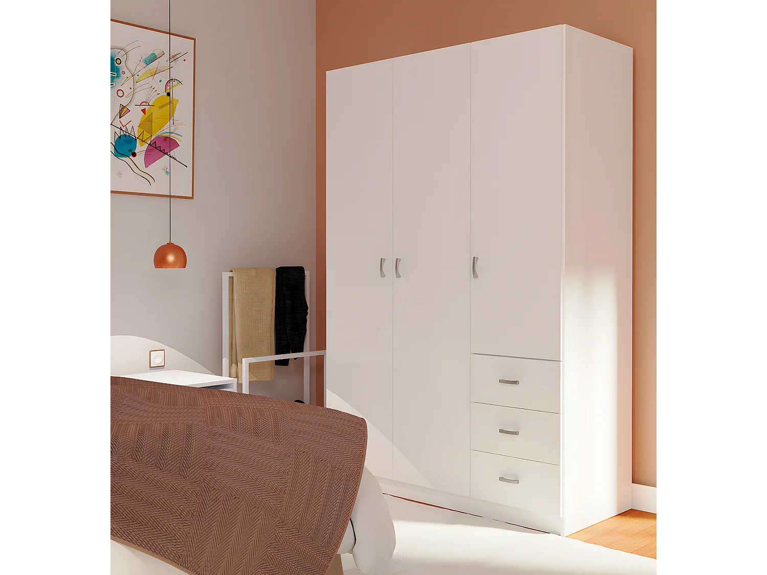 Armoire placard / meuble de rangement coloris blanc - Hauteur 180 x Longueur 120 x Profondeur 50 cm