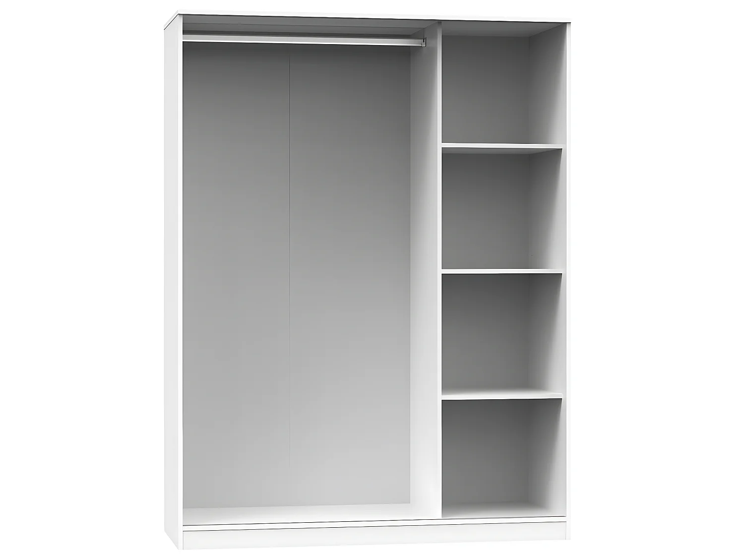 Armoire avec 3 portes coulissantes coloris blanc - Hauteur 200 x Longueur 150 x Profondeur 55 cm