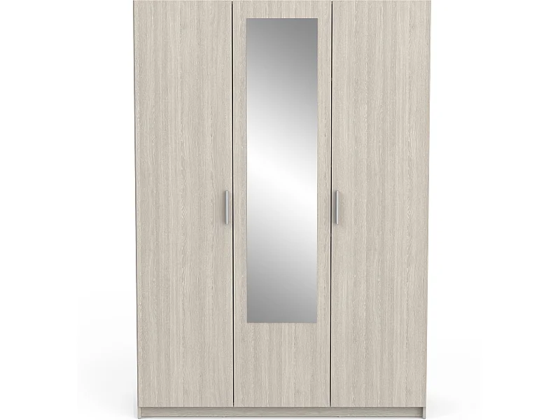 Armoire de 3 portes coloris chêne shannon - longueur 133 x profondeur 51 x hauteur 191 cm