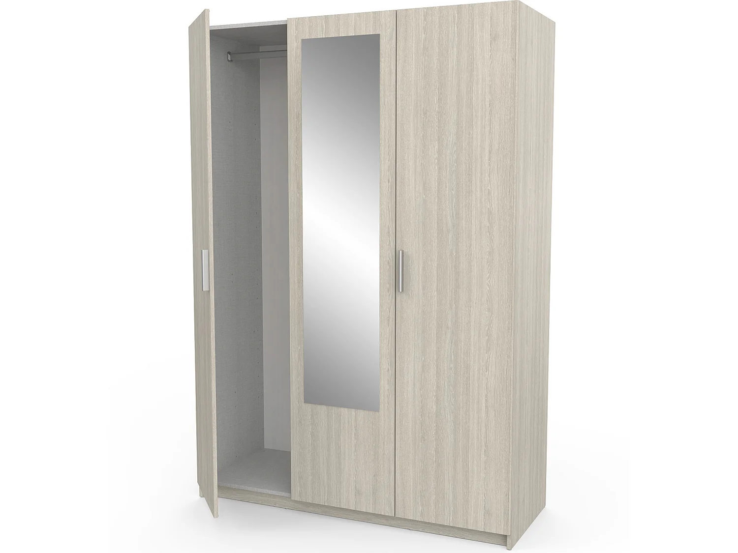 Armoire de 3 portes coloris chêne shannon - longueur 133 x profondeur 51 x hauteur 191 cm