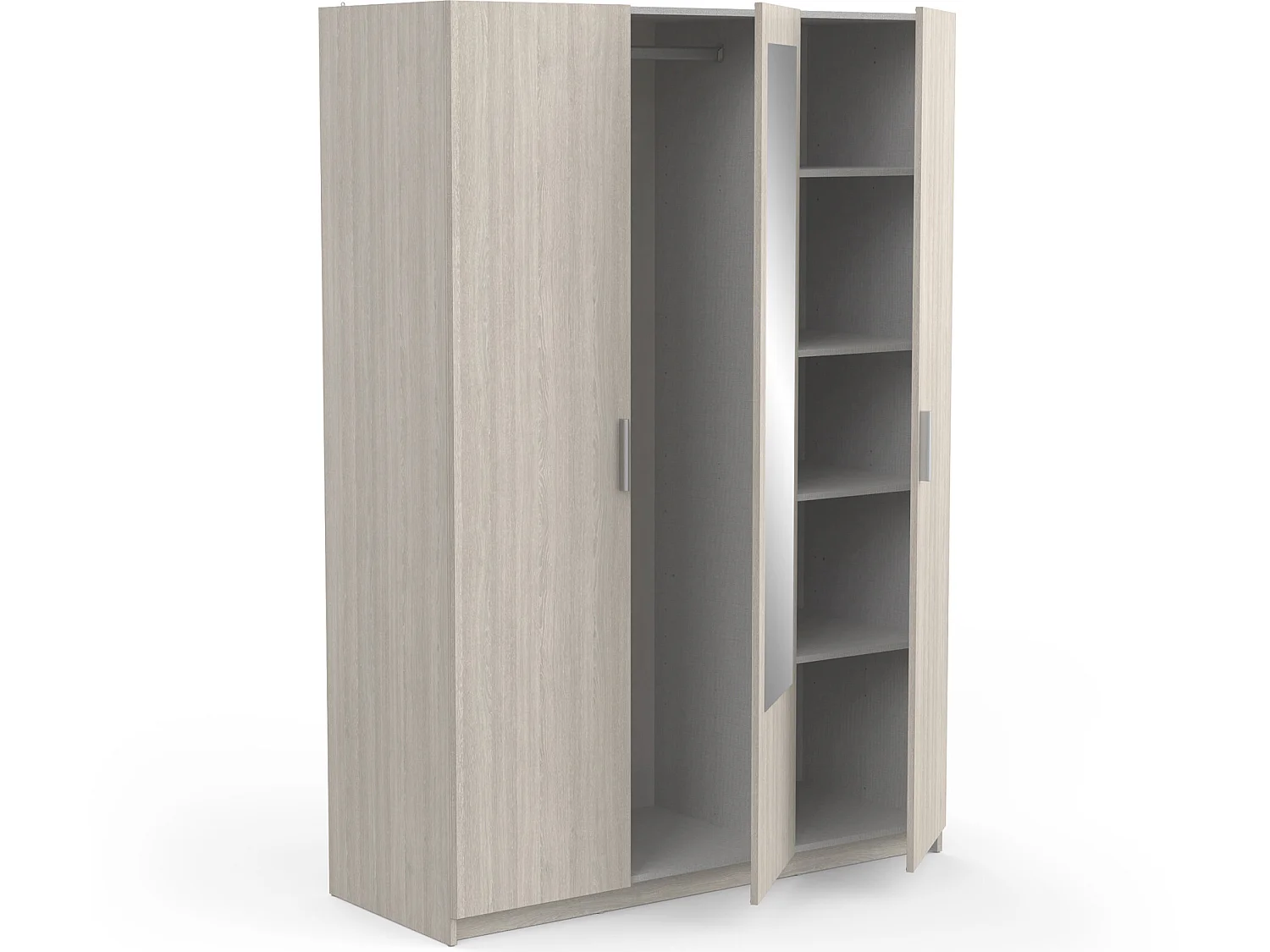 Armoire de 3 portes coloris chêne shannon - longueur 133 x profondeur 51 x hauteur 191 cm