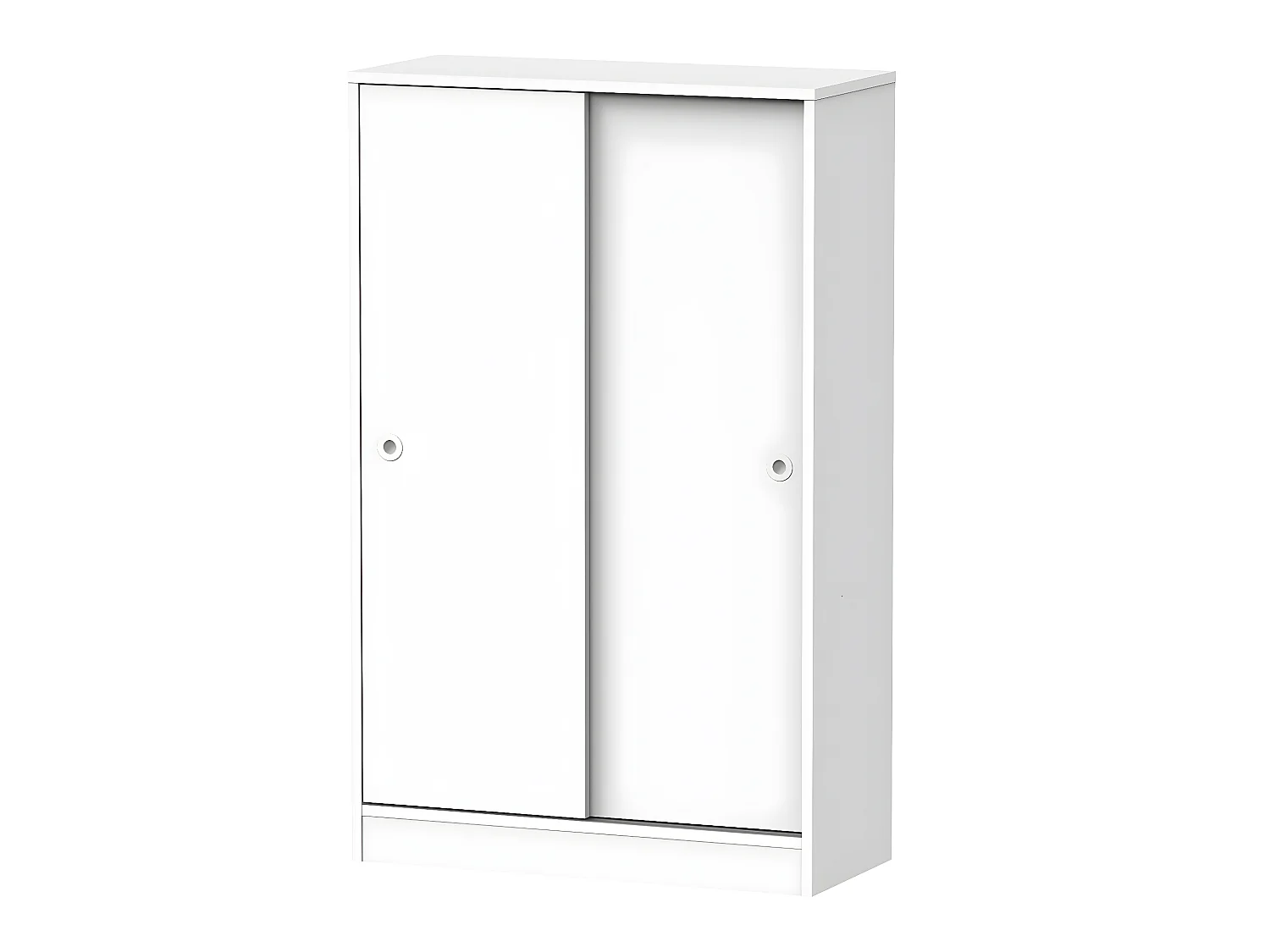Armoire avec 2 portes coulissantes coloris blanc - Hauteur 120 x Longueur 74 x Profondeur 33 cm