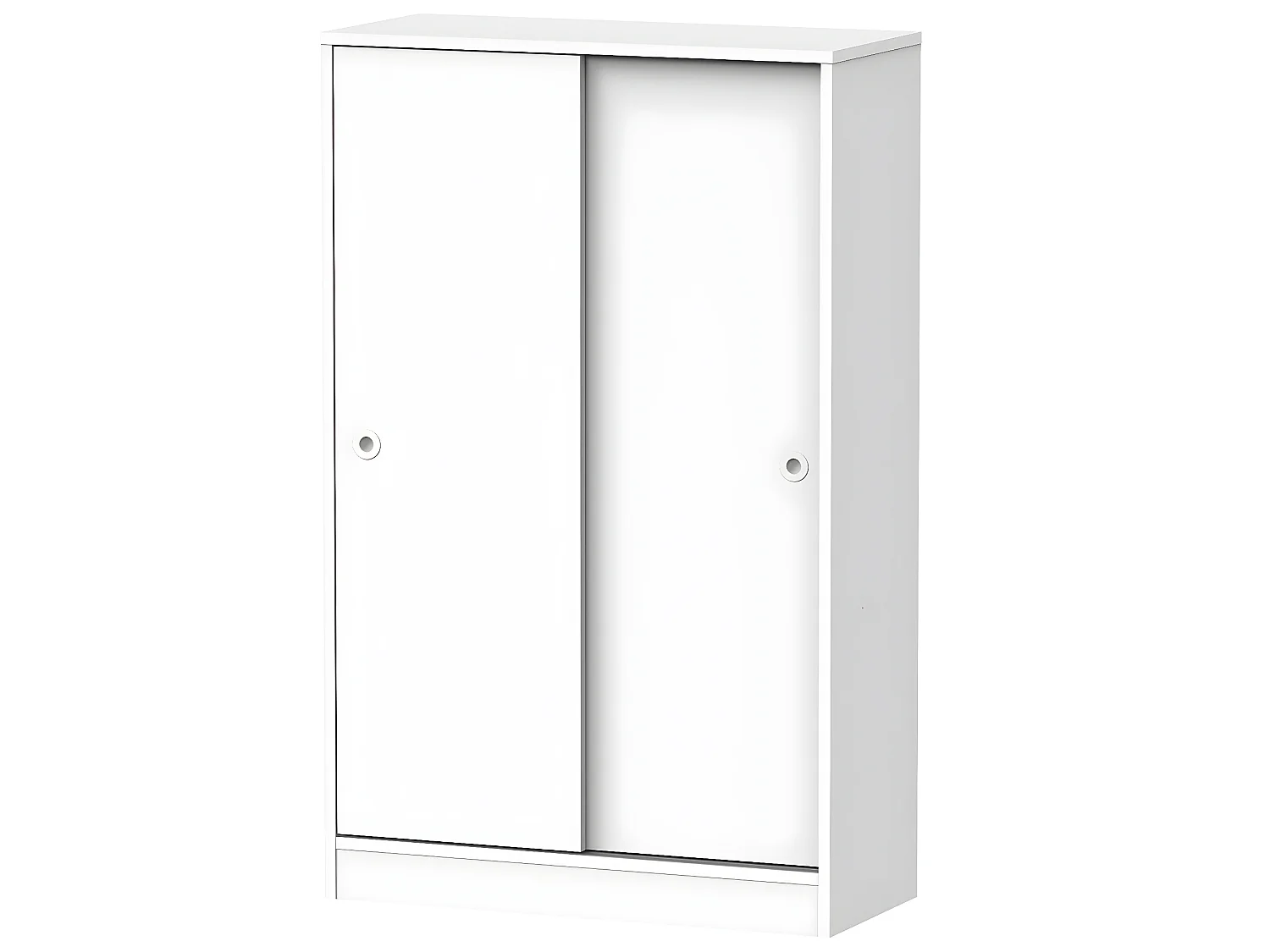 Armoire avec 2 portes coulissantes coloris blanc - Hauteur 120 x Longueur 74 x Profondeur 33 cm